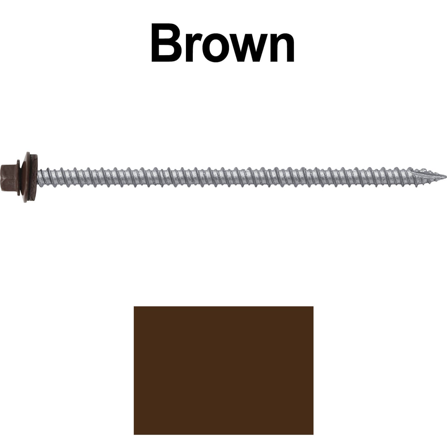 #10 x 4" Metal ROOFING SCREWS - Hex Washer Head - Self starting/self tapping - EPDM washer. Colored head.