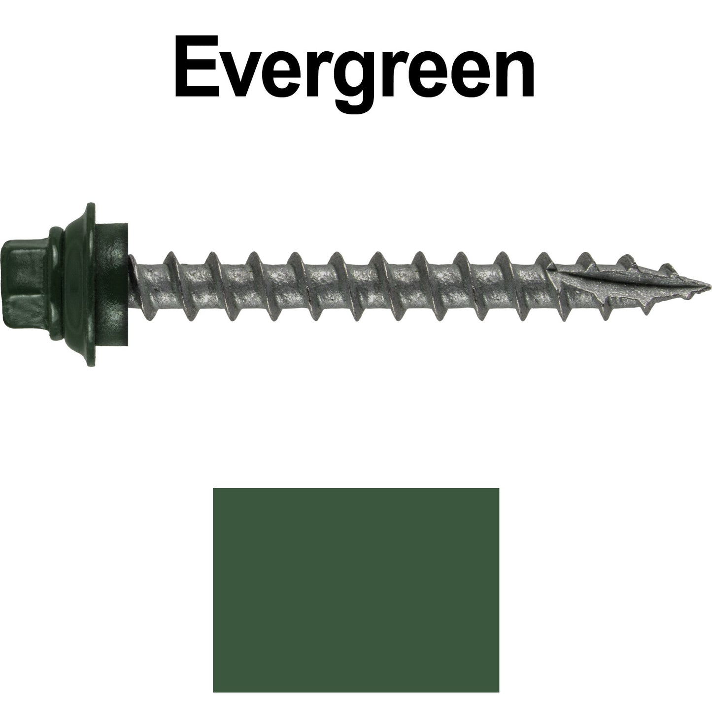 12 X 2" Metal Roofing Screws For OSB and Plywood - Galvanized Metal to Wood Type 17 Tip - 1/4" Hex Head - Assembled EPDM Washer