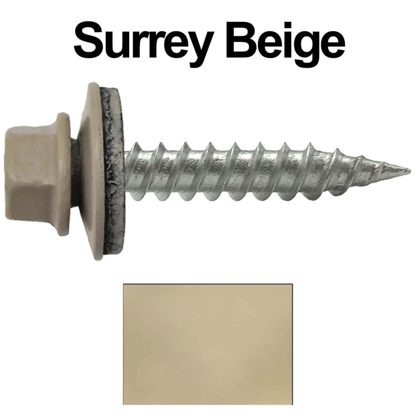 #9 x 1" Stainless Steel Metal Roofing Screws - Hex Washer Head - Self-Piercing (SP) tip metal to wood siding screws. EPDM washer. Colored head.