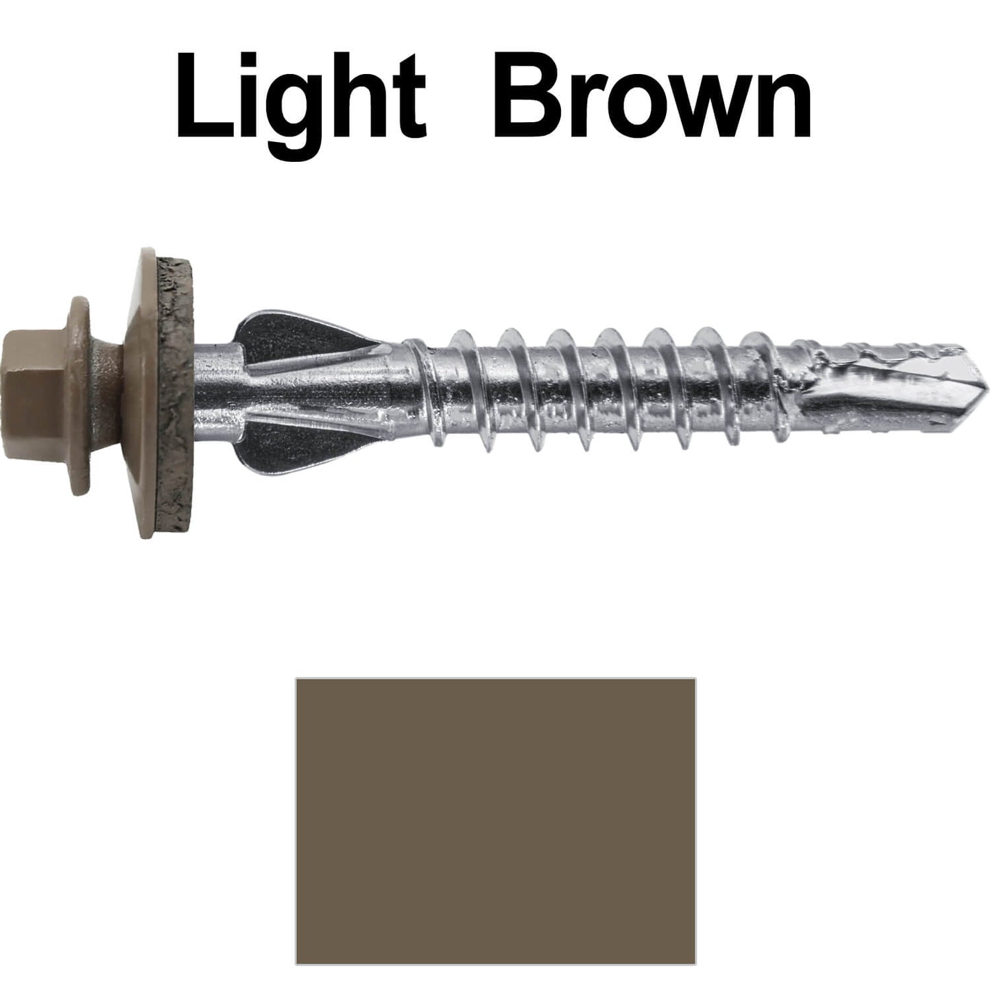 12 X 1-1/2" PFP STAINLESS STEEL Fastener - 1/4" Washer Hex Head - #3 Drill Point Tip - For Polycarbonite, Fiberglass and PVC sheeting. Colored head.