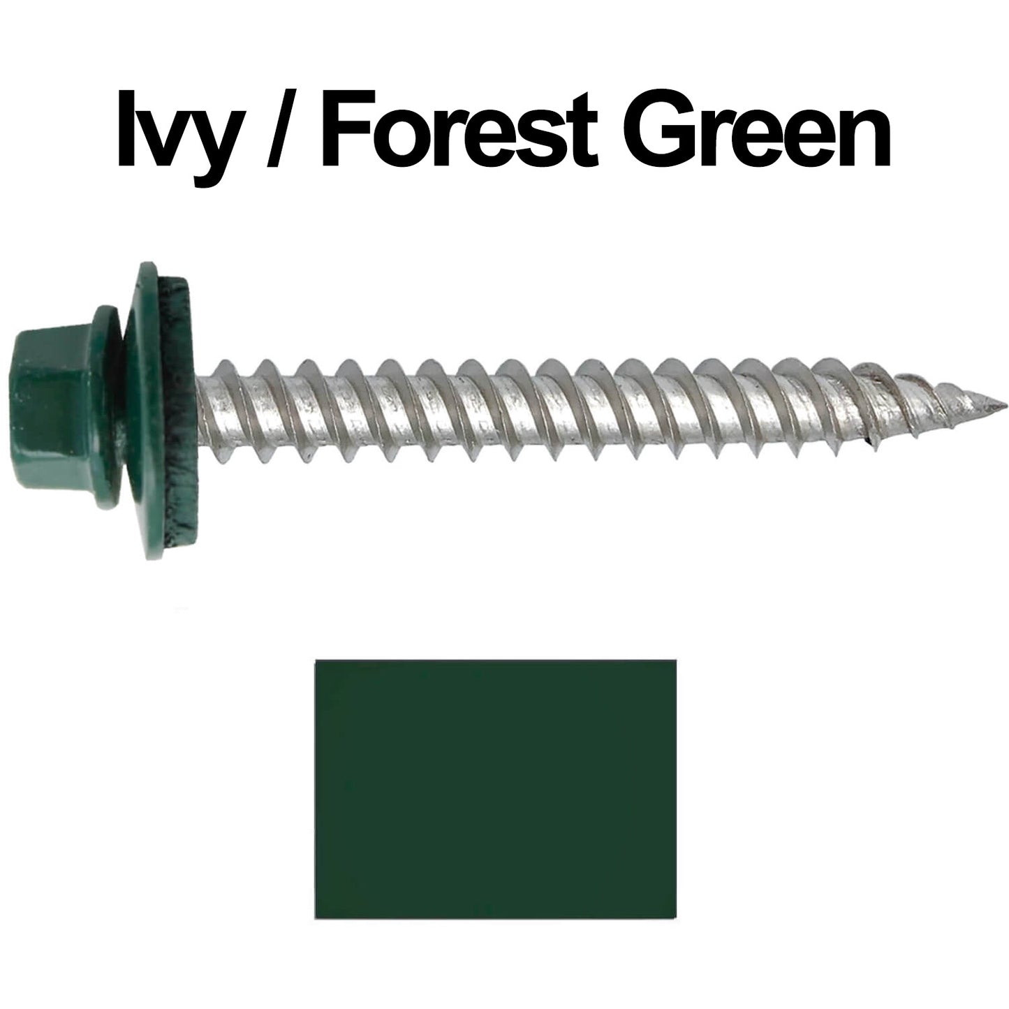 12 x 2" Stainless Steel Metal Roofing Screw - Hex ReGrip Washer Head - Self starting/self tapping - EPDM washer. Colored head.