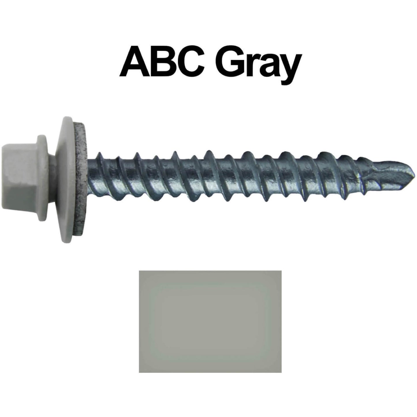 #10 x 1" Mini Driller Sheet Metal Roofing Screw - Hex Washer Head - Self starting metal to wood siding screws. EPDM washer. Colored head.