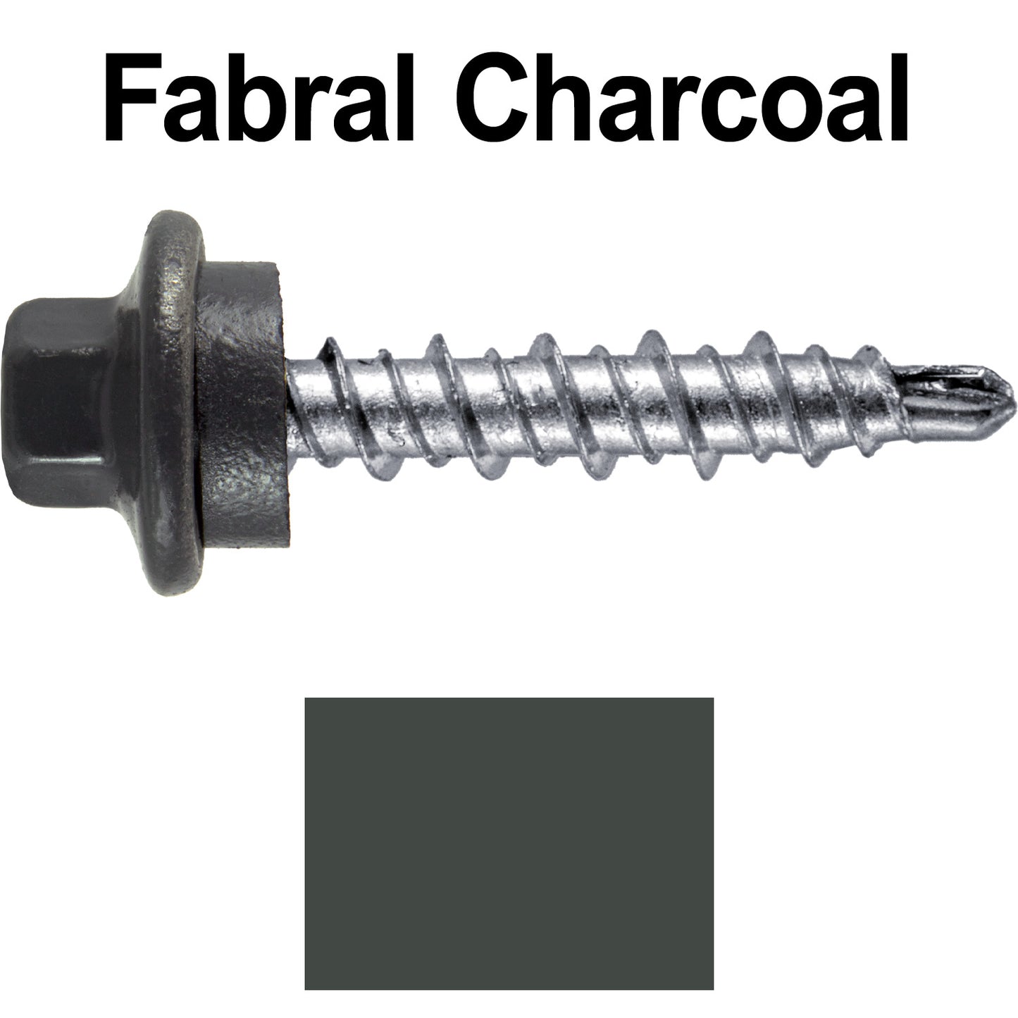 #10 x 1" Stainless Steel Mini Driller Sheet Metal Roofing Screw - Hex Washer Cap - Self starting metal to wood siding screws - EPDM washer. Colored Head.