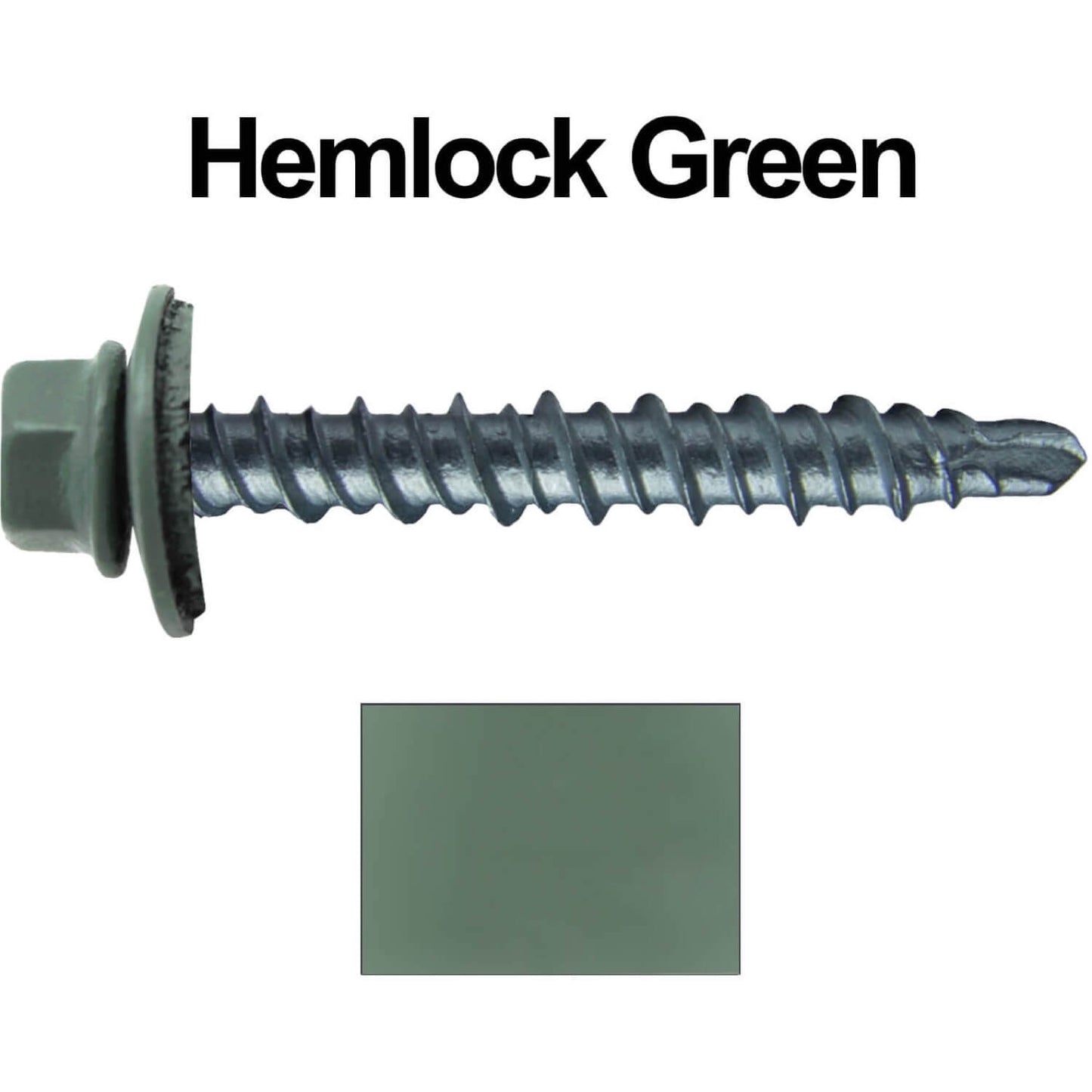 #10 x 1" Mini Driller Sheet Metal Roofing Screw - Hex Washer Head - Self starting metal to wood siding screws. EPDM washer. Colored head.
