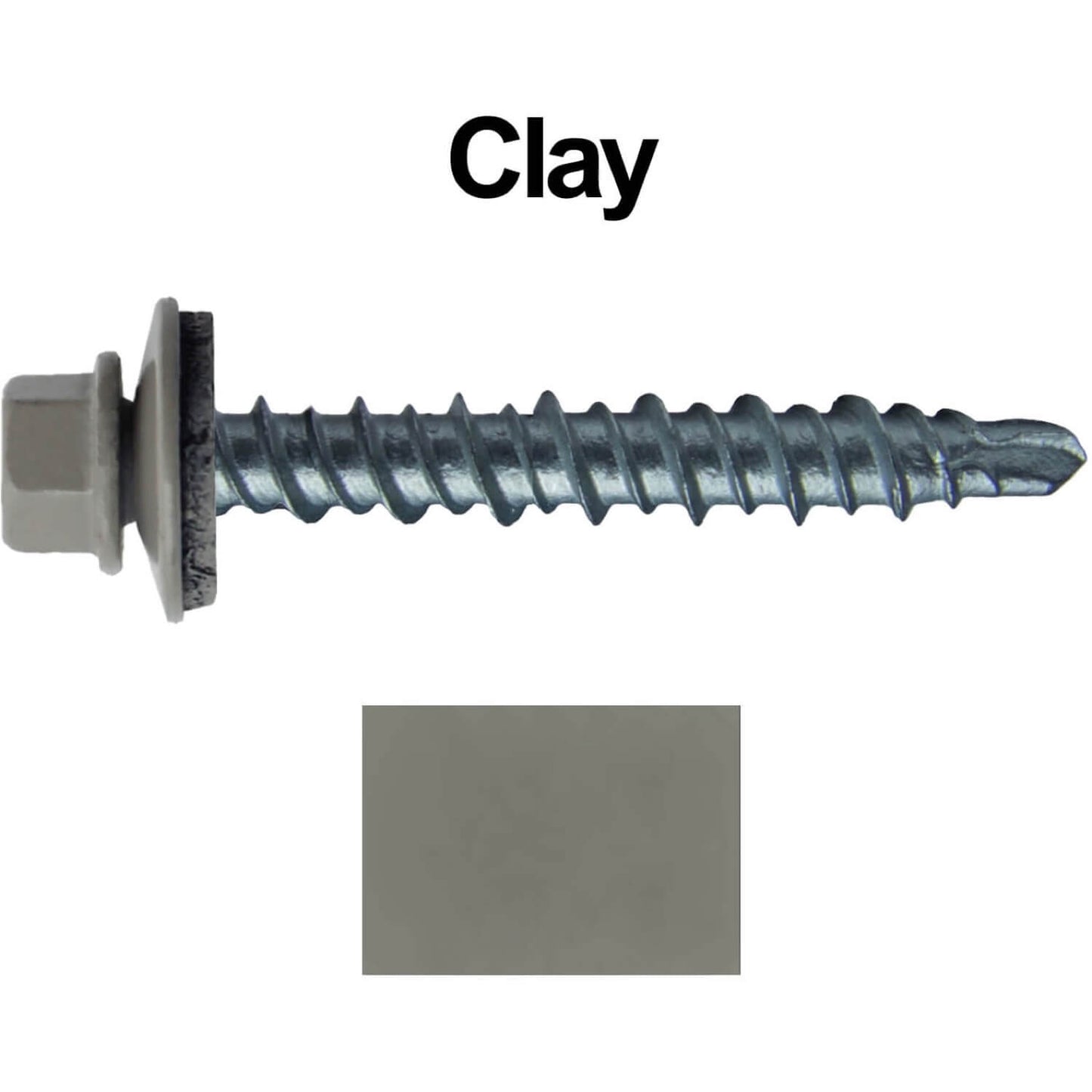 #10 x 1" Mini Driller Sheet Metal Roofing Screw - Hex Washer Head - Self starting metal to wood siding screws. EPDM washer. Colored head.