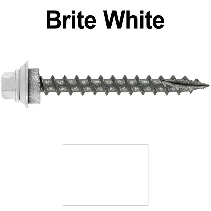 12 X 2" Metal Roofing Screws For OSB and Plywood - Galvanized Metal to Wood Type 17 Tip - 1/4" Hex Head - Assembled EPDM Washer