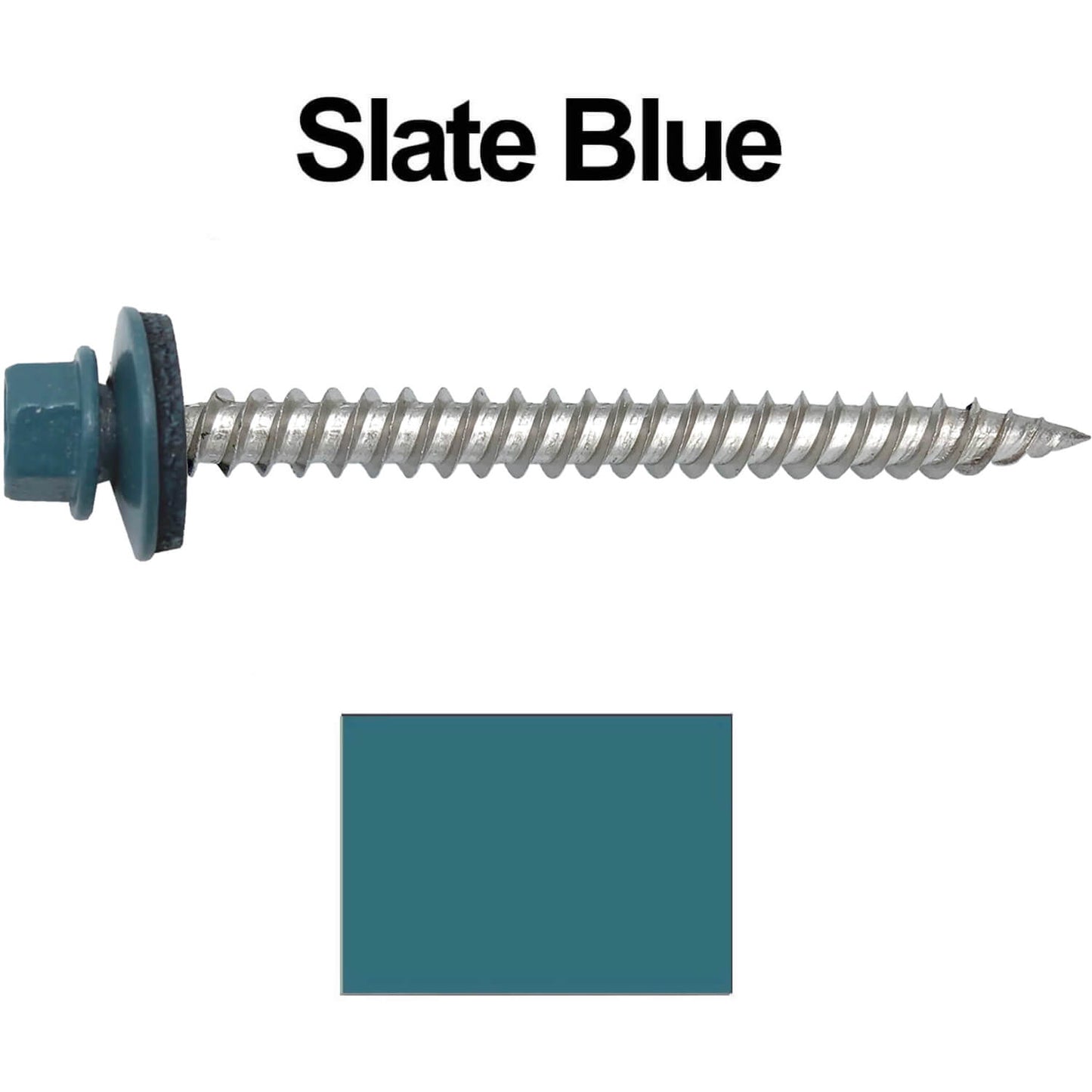 12 x 2-1/2" Stainless Steel Metal Roofing Screw - Hex Washer Head - Self starting/self tapping - EPDM washer. Colored head.