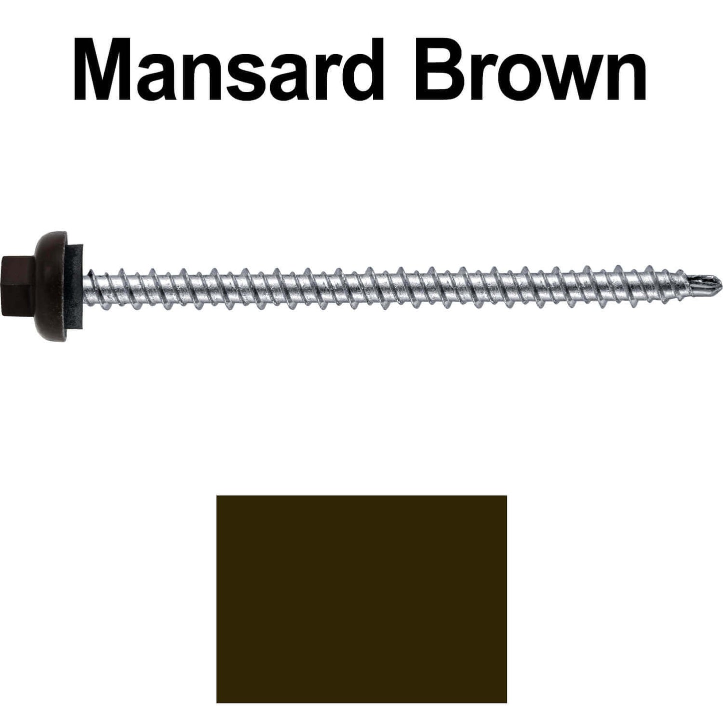 10 X 3" Zinc Aluminum Cap MINI-DRILLER Roofing Screws HI-LO THREAD Zinc Plated Carbon Steel Shank - EPDM Washer - Colored head