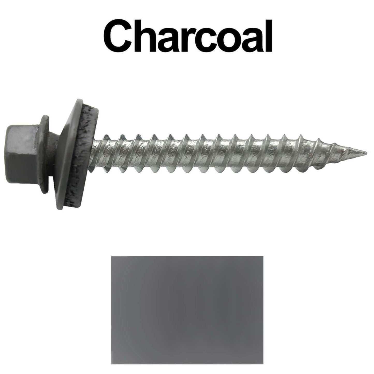 #9 x 1-1/2" Stainless Steel Metal Roofing Screws - Hex Washer Head - Self-Piercing (SP) tip metal to wood siding screws. EPDM washer. Colored head.