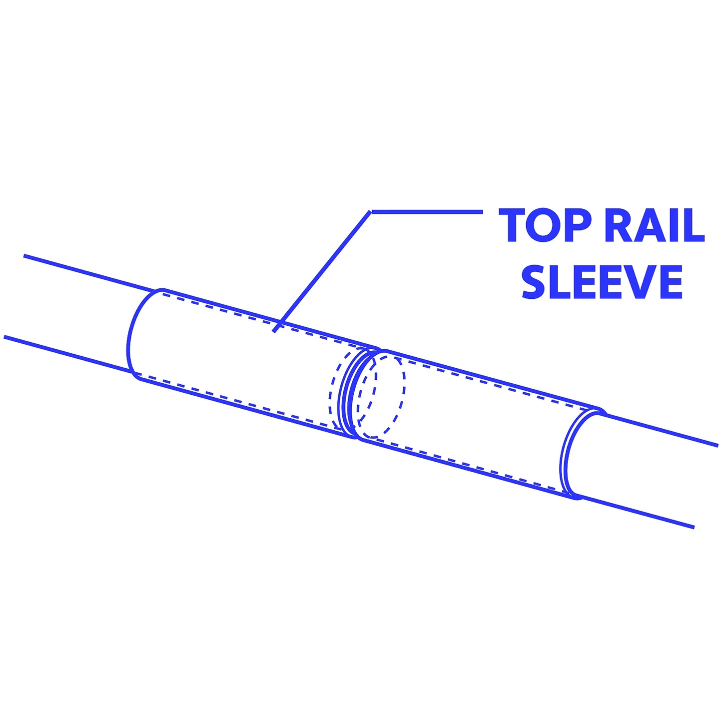 Black Top Rail Sleeve fits Over top rail to join together another top rail of equal diameter. Top Rail Sleeves can also be called a chain link fence Top Rail Connector or Top Rail Adapter