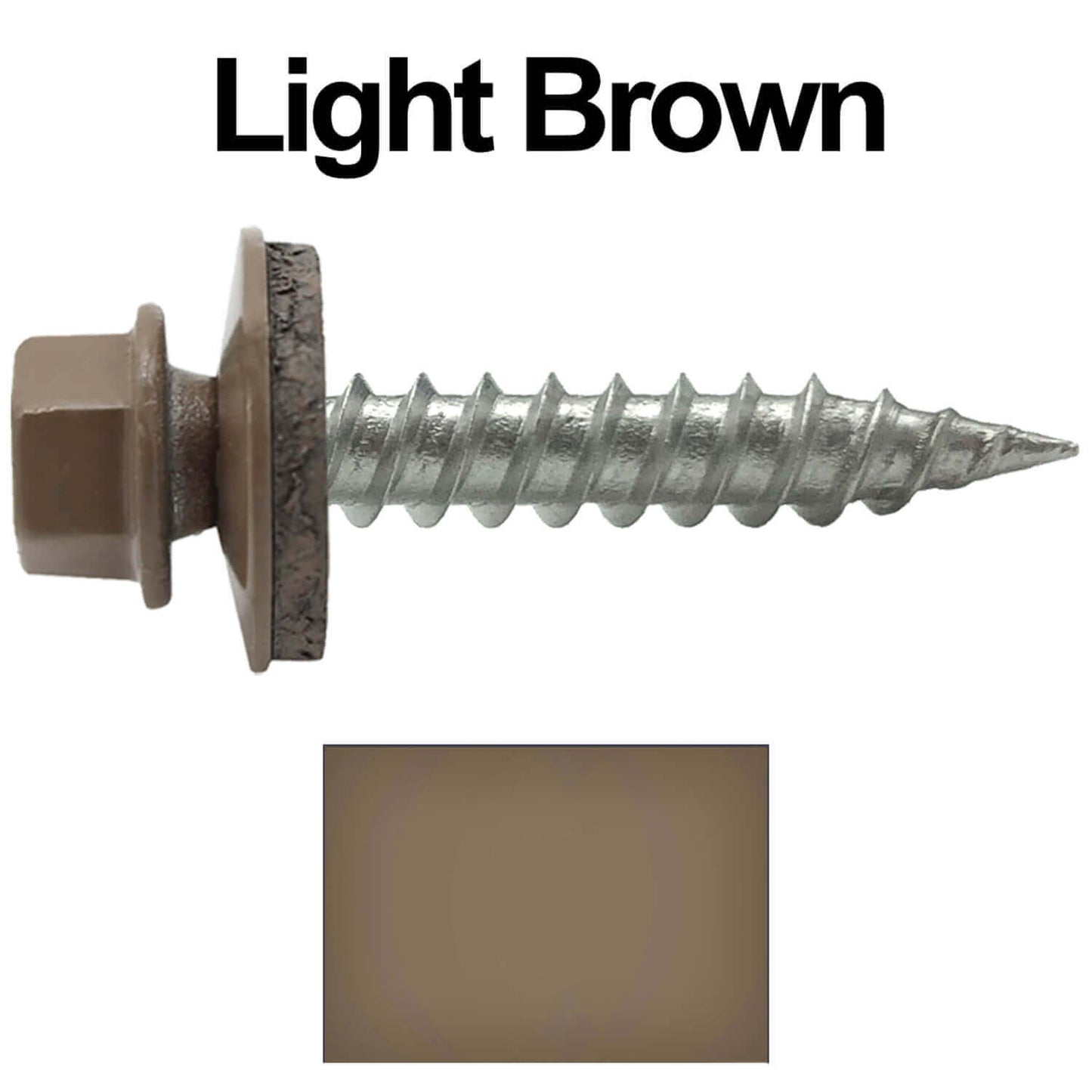 #9 x 1" Stainless Steel Metal Roofing Screws - Hex Washer Head - Self-Piercing (SP) tip metal to wood siding screws. EPDM washer. Colored head.