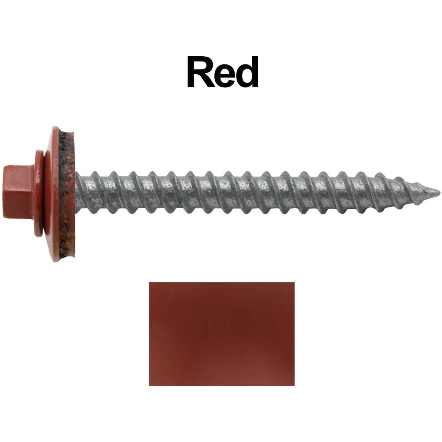 #12 x 2" RE-GRIP METAL ROOFING SCREWS - Hex Washer Head - Self starting/self tapping - EPDM washer. Colored head.