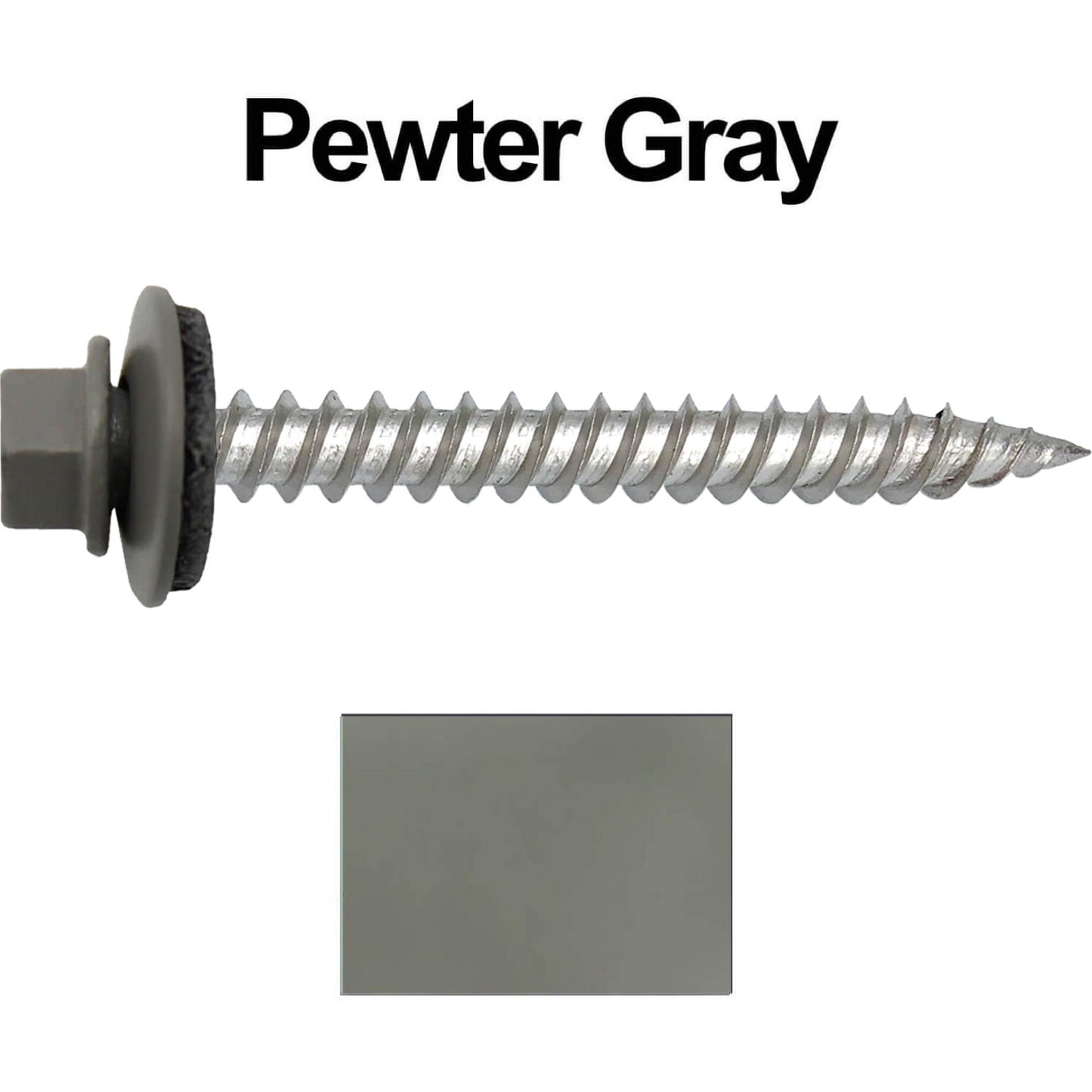 12 x 2" Stainless Steel Metal Roofing Screw - Hex ReGrip Washer Head - Self starting/self tapping - EPDM washer. Colored head.