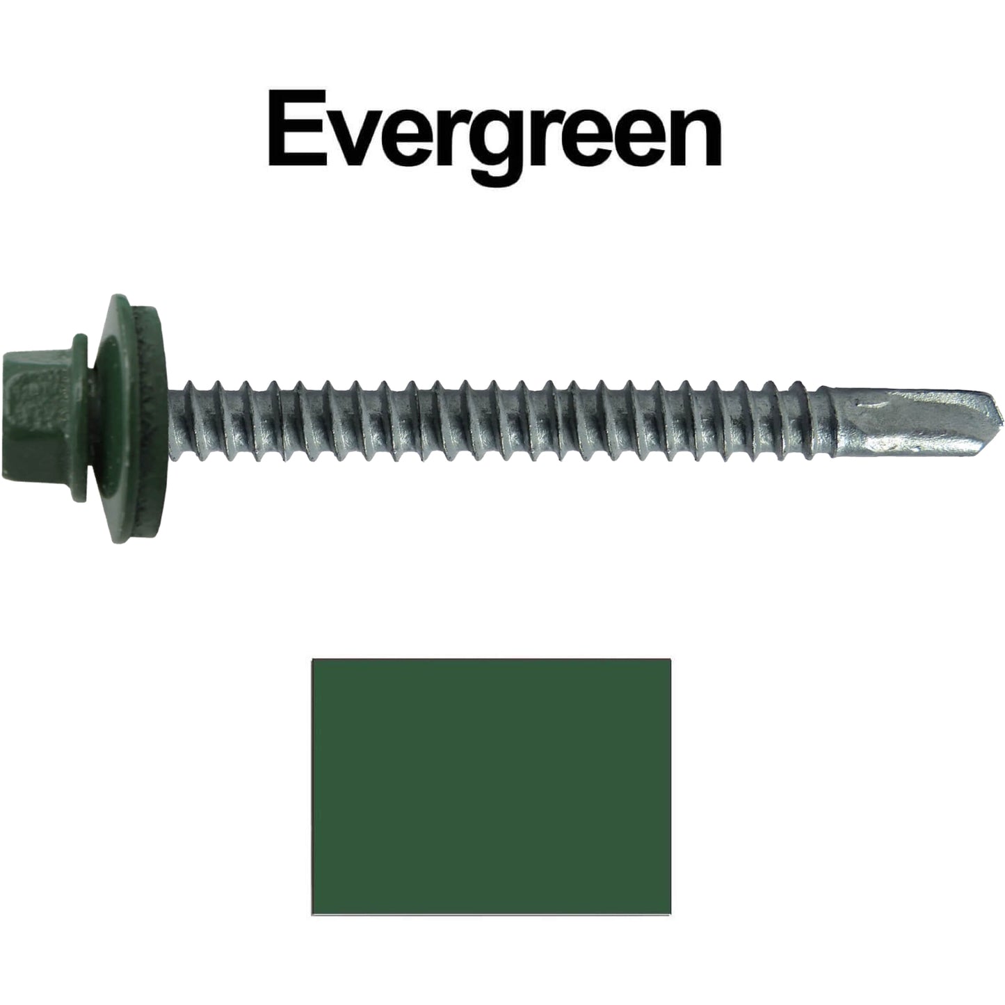 #12 X 3" Metal to Metal Type #3 Roofing Screws - Hex Washer Head - Self starting/self tapping - 5/8" EPDM washer. Colored head.