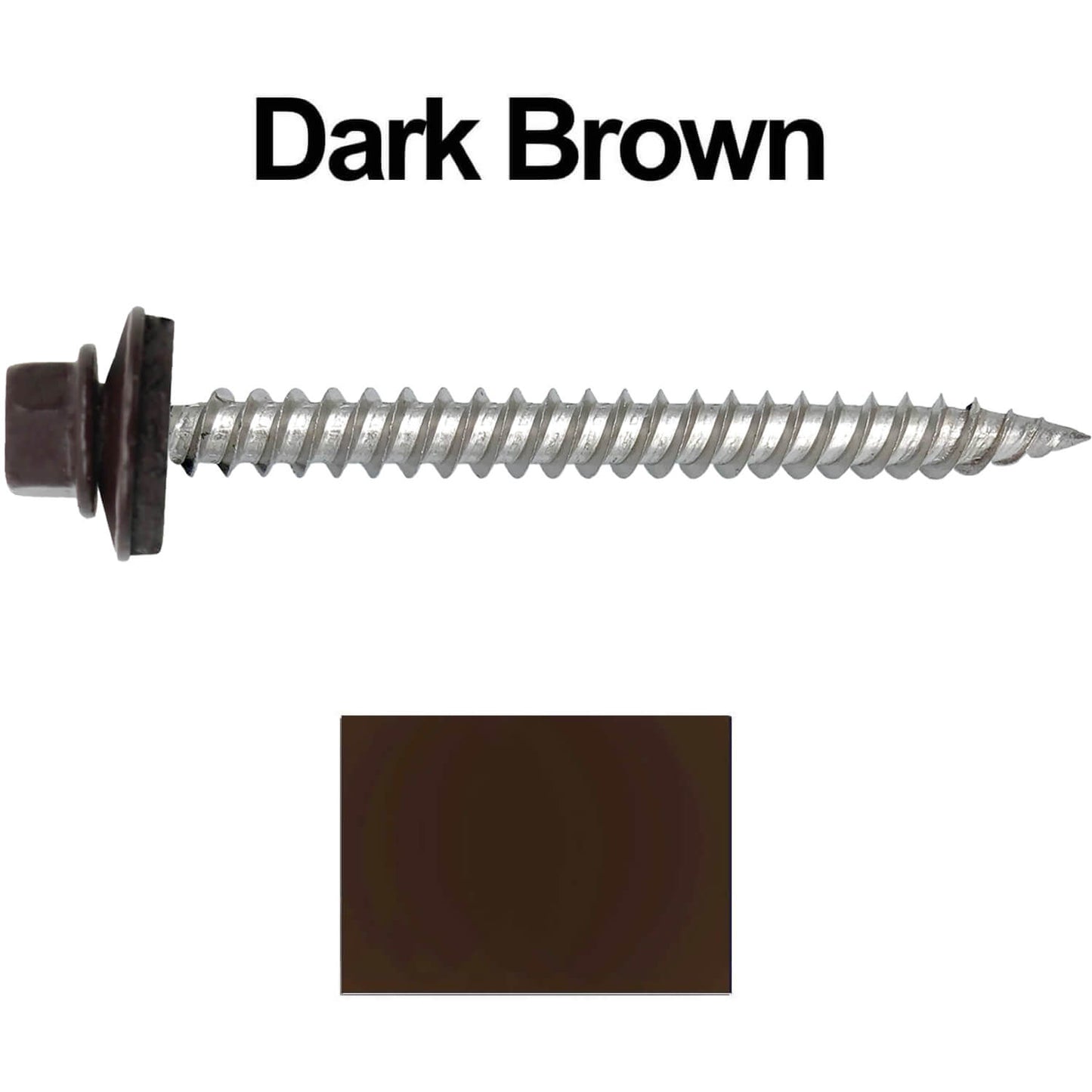 12 x 2-1/2" Stainless Steel Metal Roofing Screw - Hex Washer Head - Self starting/self tapping - EPDM washer. Colored head.