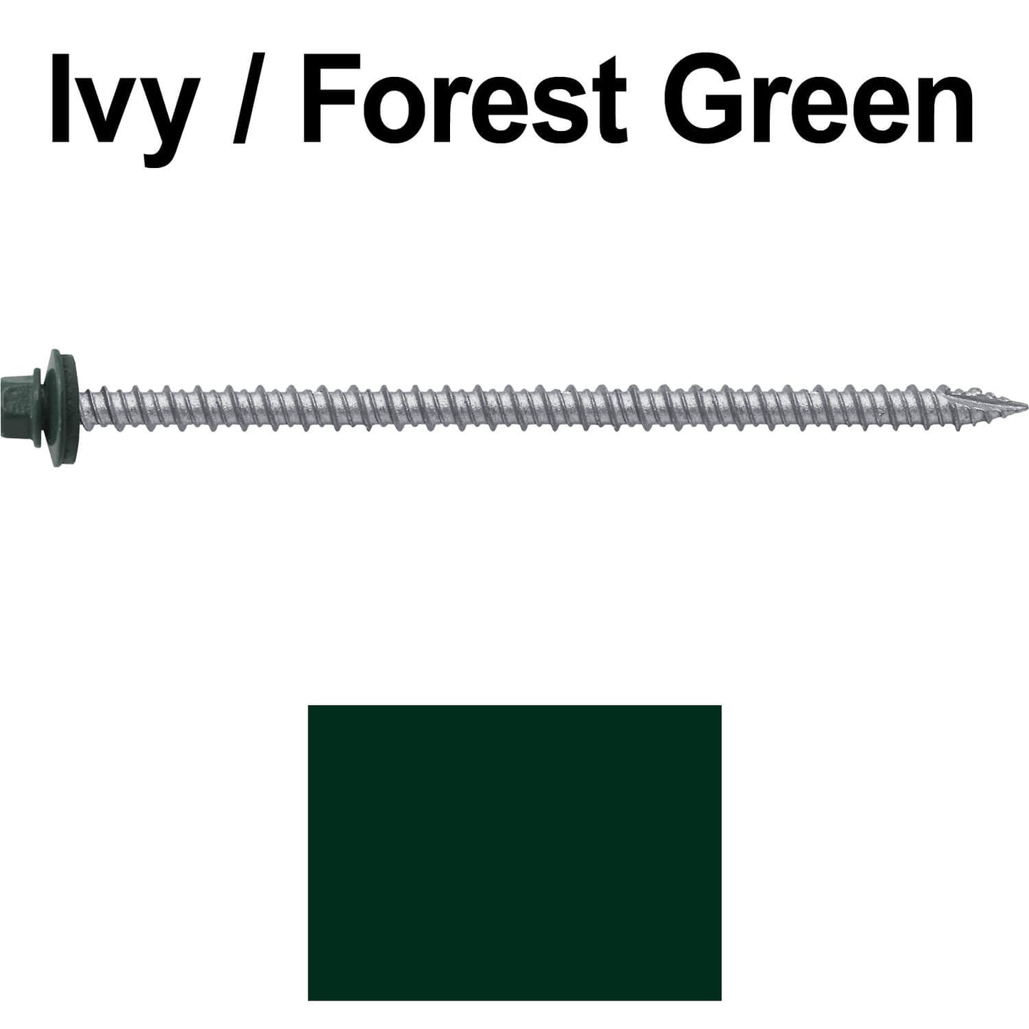 #10 x 4" Metal ROOFING SCREWS - Hex Washer Head - Self starting/self tapping - EPDM washer. Colored head.