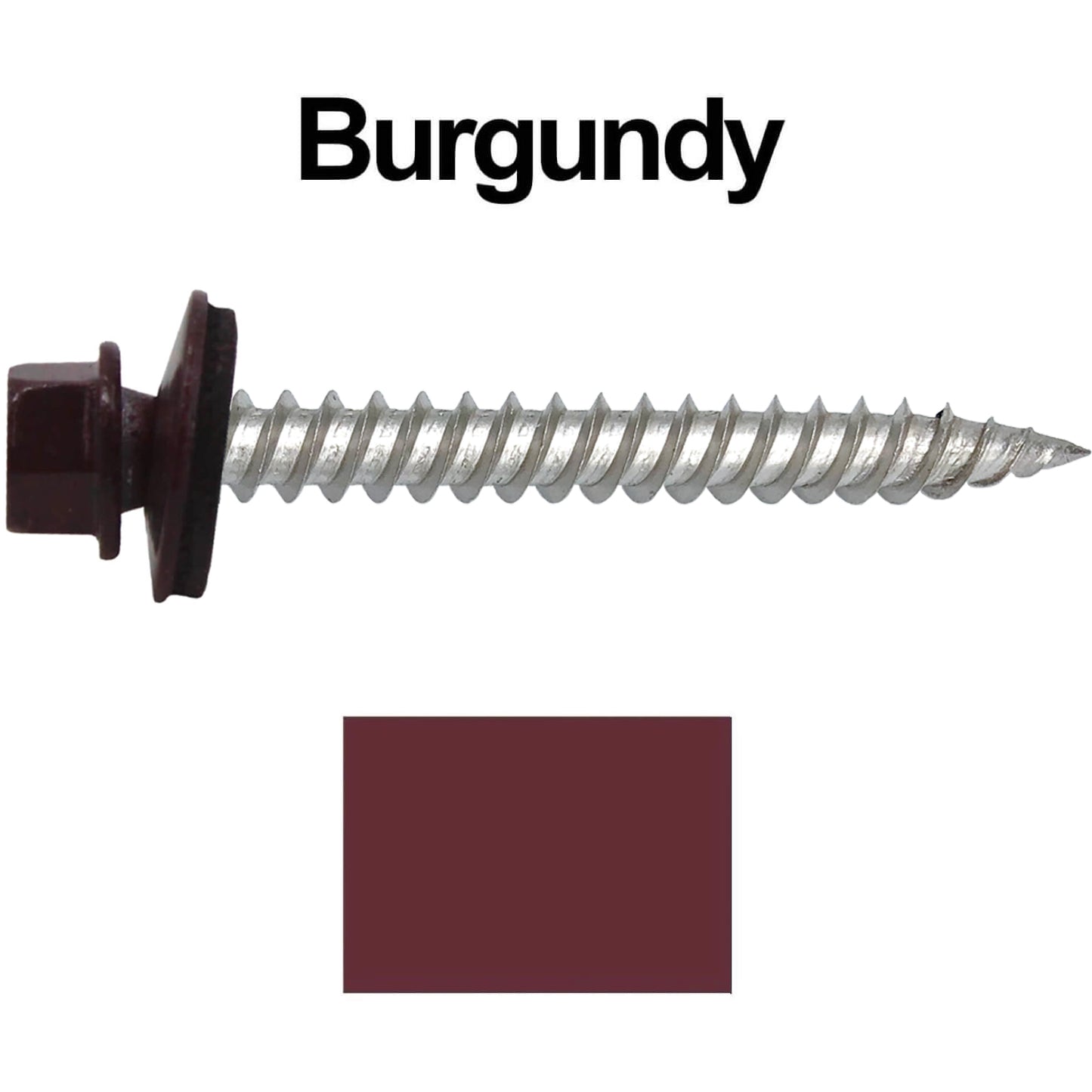 12 x 2" Stainless Steel Metal Roofing Screw - Hex ReGrip Washer Head - Self starting/self tapping - EPDM washer. Colored head.