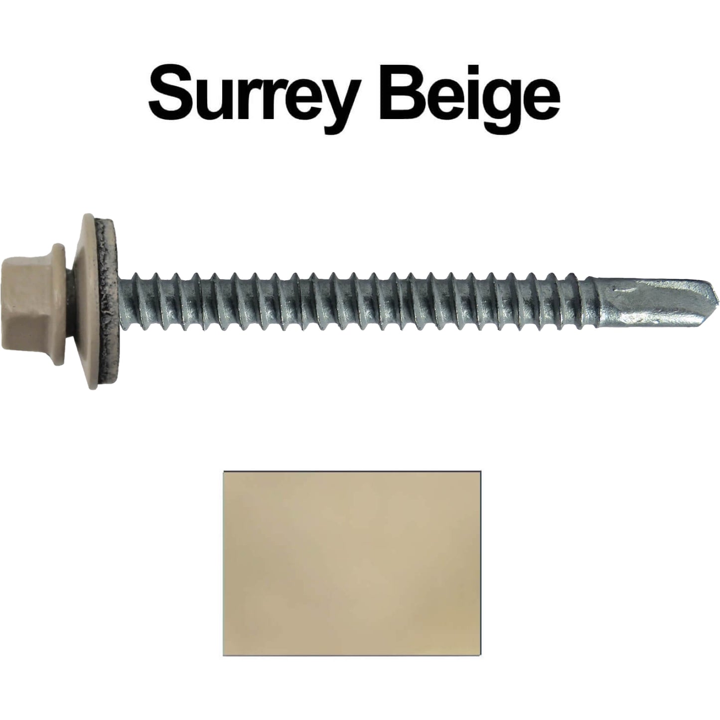 #12 X 3" Metal to Metal Type #3 Roofing Screws - Hex Washer Head - Self starting/self tapping - 5/8" EPDM washer. Colored head.