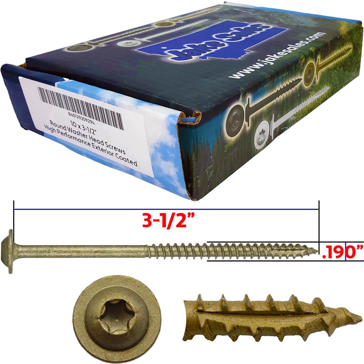 #10 Round Washer (Modified Truss) Head Screw Torx/Star Drive Head Wood Screw, Multipurpose Wood Screws for Construction, Cabinets and Furniture.