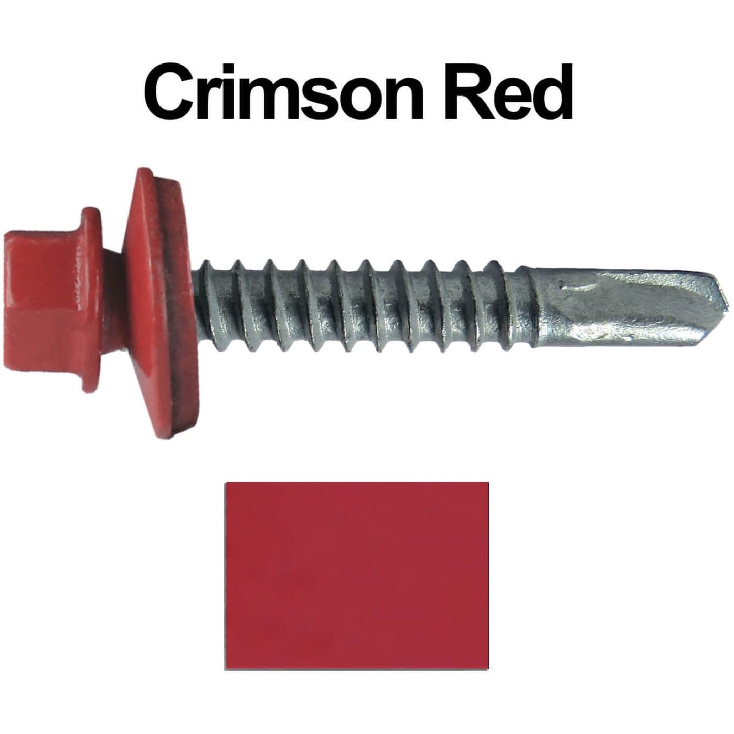 #12x1-1/2" Metal to Metal Type #3 Metal Roofing Screws- Hex Head Drill Point - 9/16" EPDM Washer. Colored head.