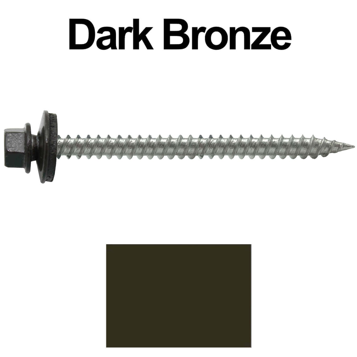 9 x 2-1/2" - Stainless Steel Metal Roofing Screws - Hex Washer Head - Self starting metal to wood siding screws. EPDM washer. Colored head.