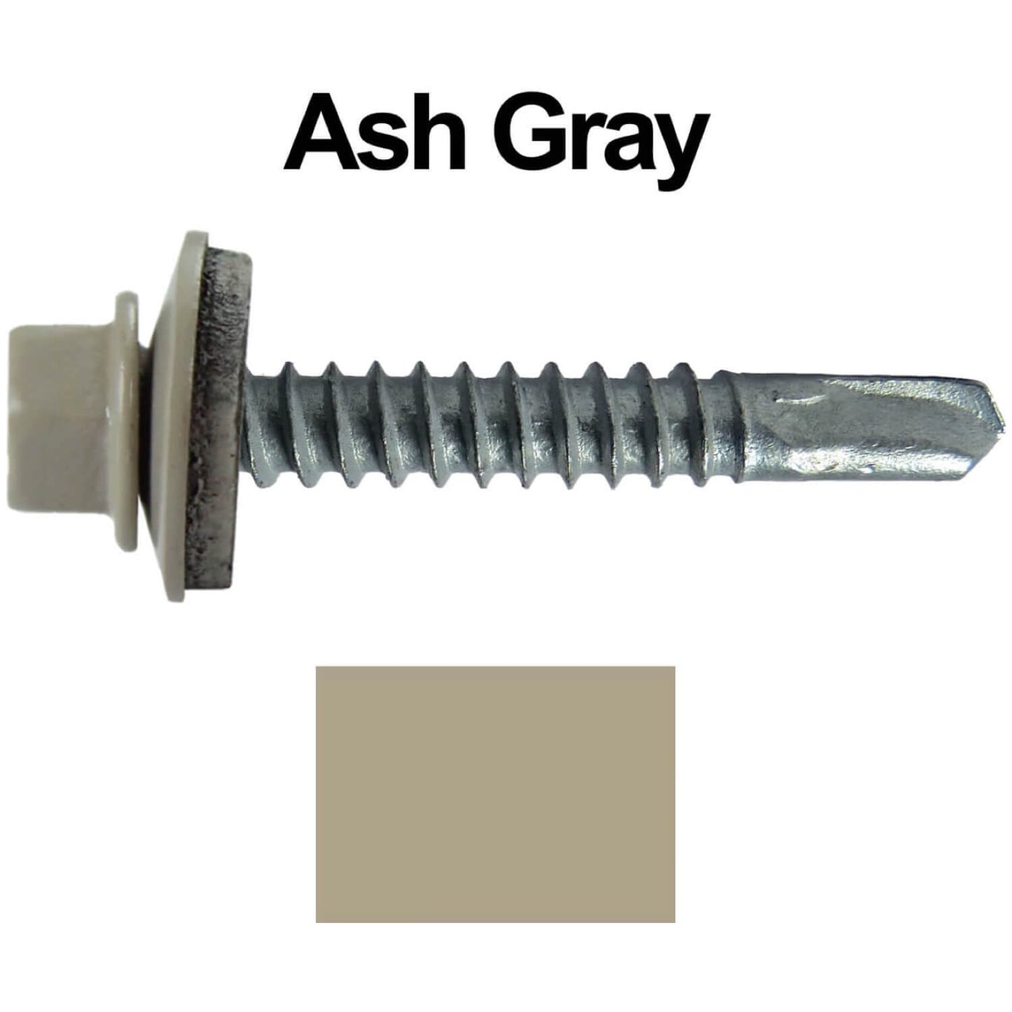 #12x1-1/2" Metal to Metal Type #3 Metal Roofing Screws- Hex Head Drill Point - 9/16" EPDM Washer. Colored head.