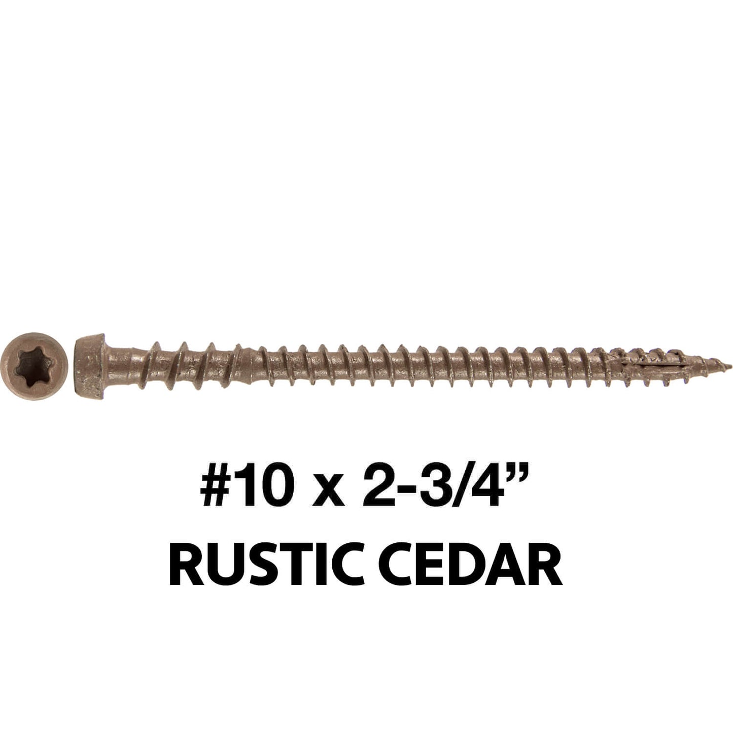 #10 x 2-3/4" Colored Composite Decking Wood Screws with Torx/Star Drive Head (T20 Bit), Exterior Coated, Compatible with Pressure Treated and ACQ Lumber