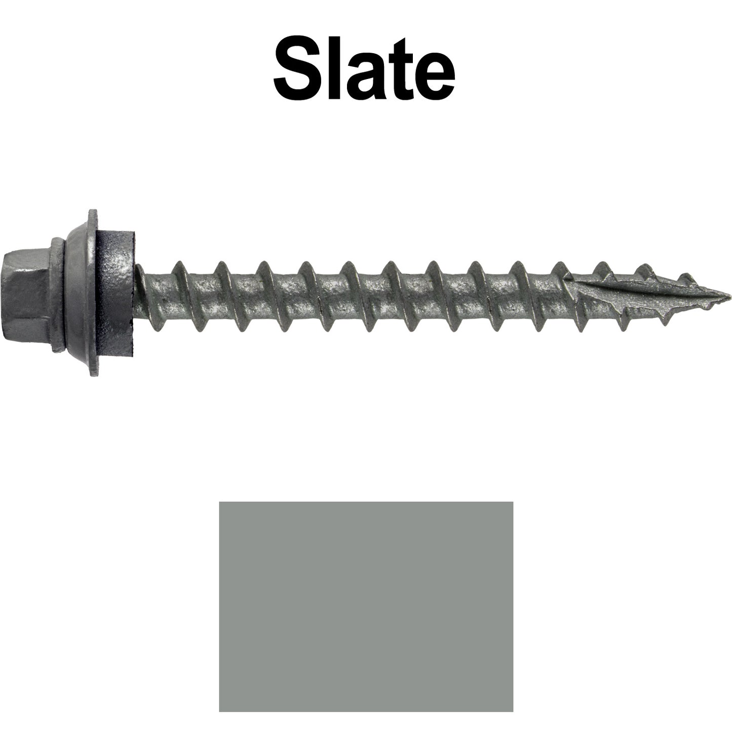 12 X 2" Metal Roofing Screws For OSB and Plywood - Galvanized Metal to Wood Type 17 Tip - 1/4" Hex Head - Assembled EPDM Washer