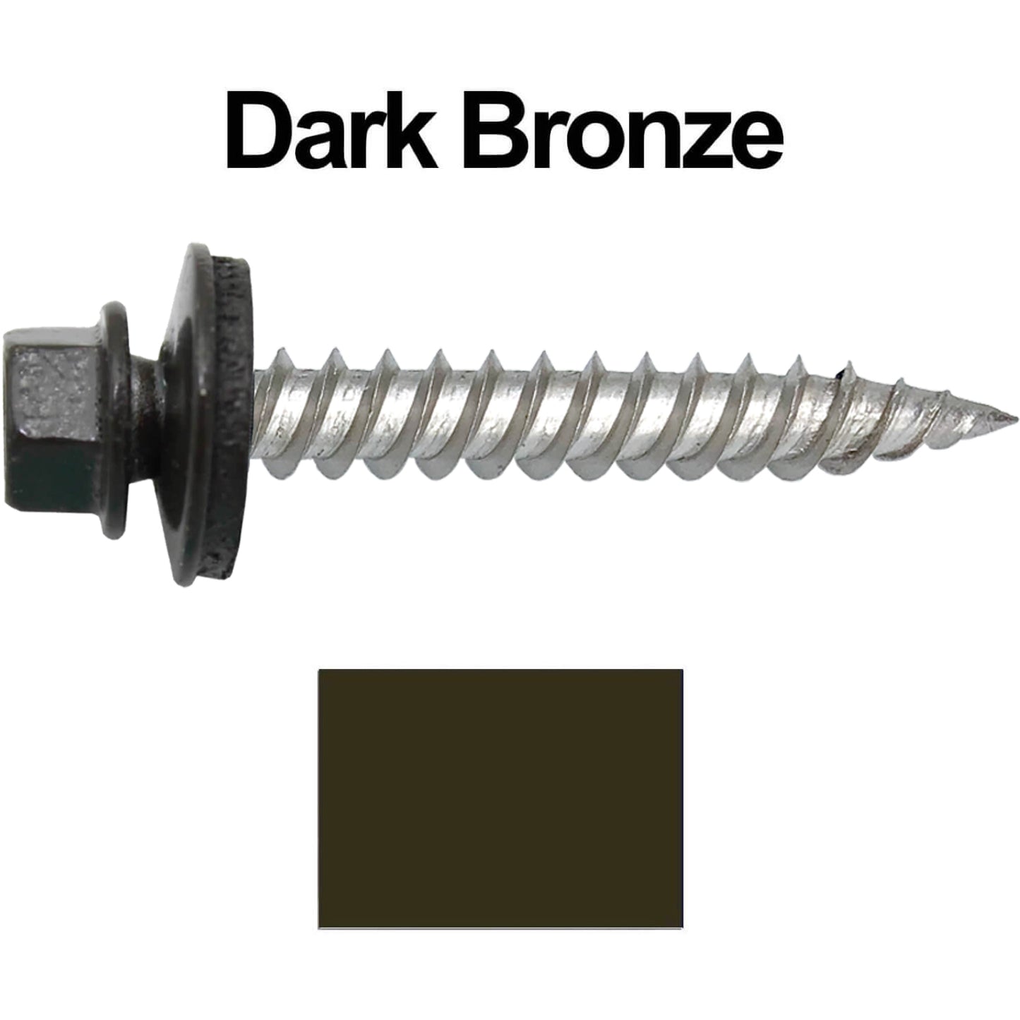 12 x 1-1/2" Stainless Steel Metal Roofing Screw - Hex Washer Head - Self starting/self tapping - EPDM washer. Colored head.