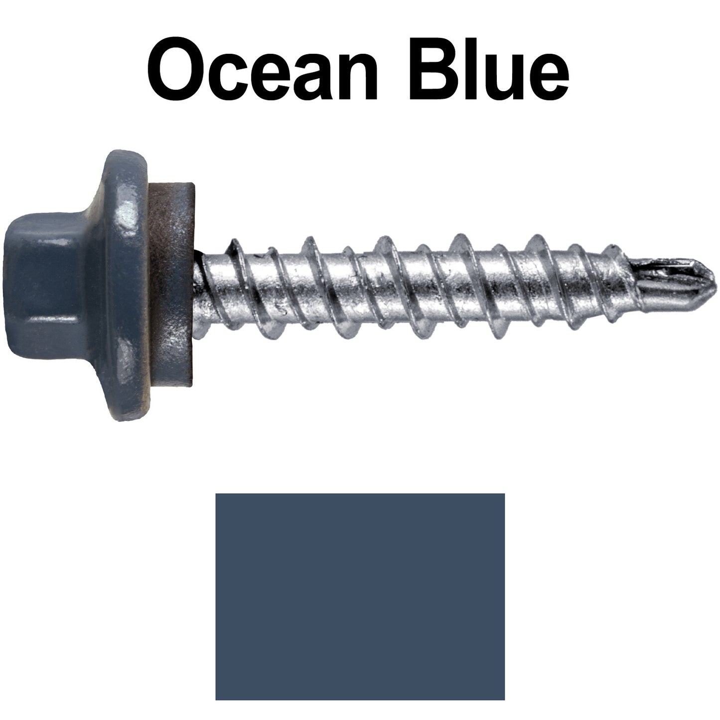#10 x 1" Stainless Steel Mini Driller Sheet Metal Roofing Screw - Hex Washer Cap - Self starting metal to wood siding screws - EPDM washer. Colored Head.
