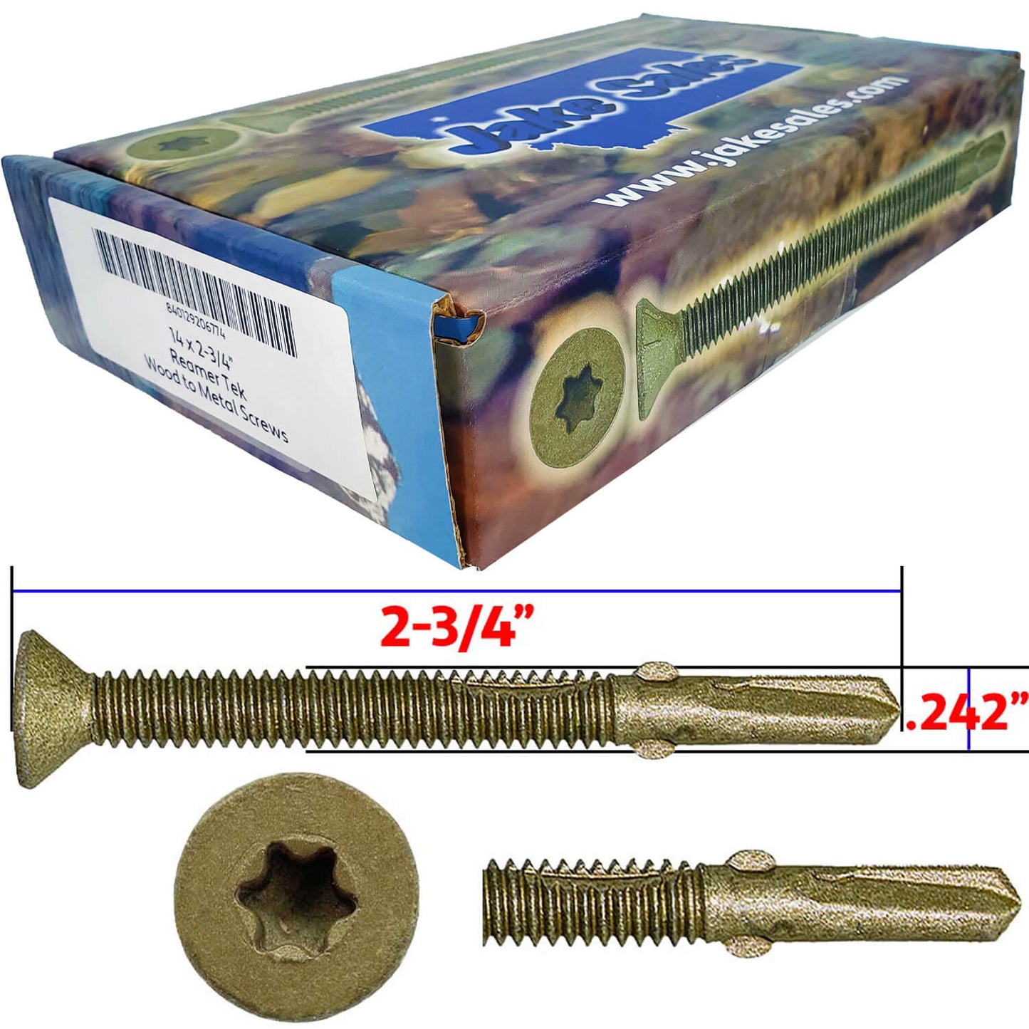 Reamer Tek Torx/Star Head Self-Drilling Wood to Metal Screws - for Flatbeds, Trailers or Fastening Wood to Steel