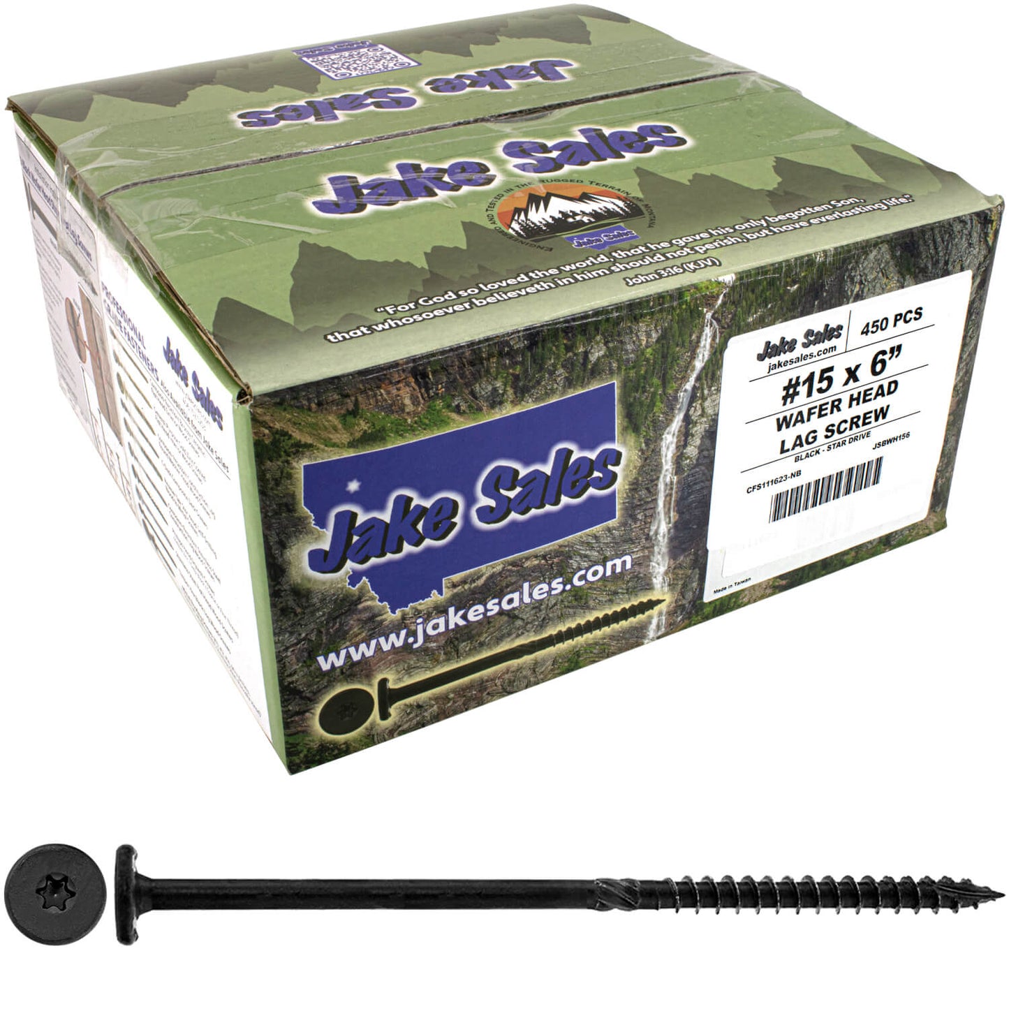 #15 Black Wafer Head Structural Lag Screws. Used for Log Construction, Timber Framing, Laminated Beams and Pole Barns Among Other Uses. T-30 Torx/Star Drive