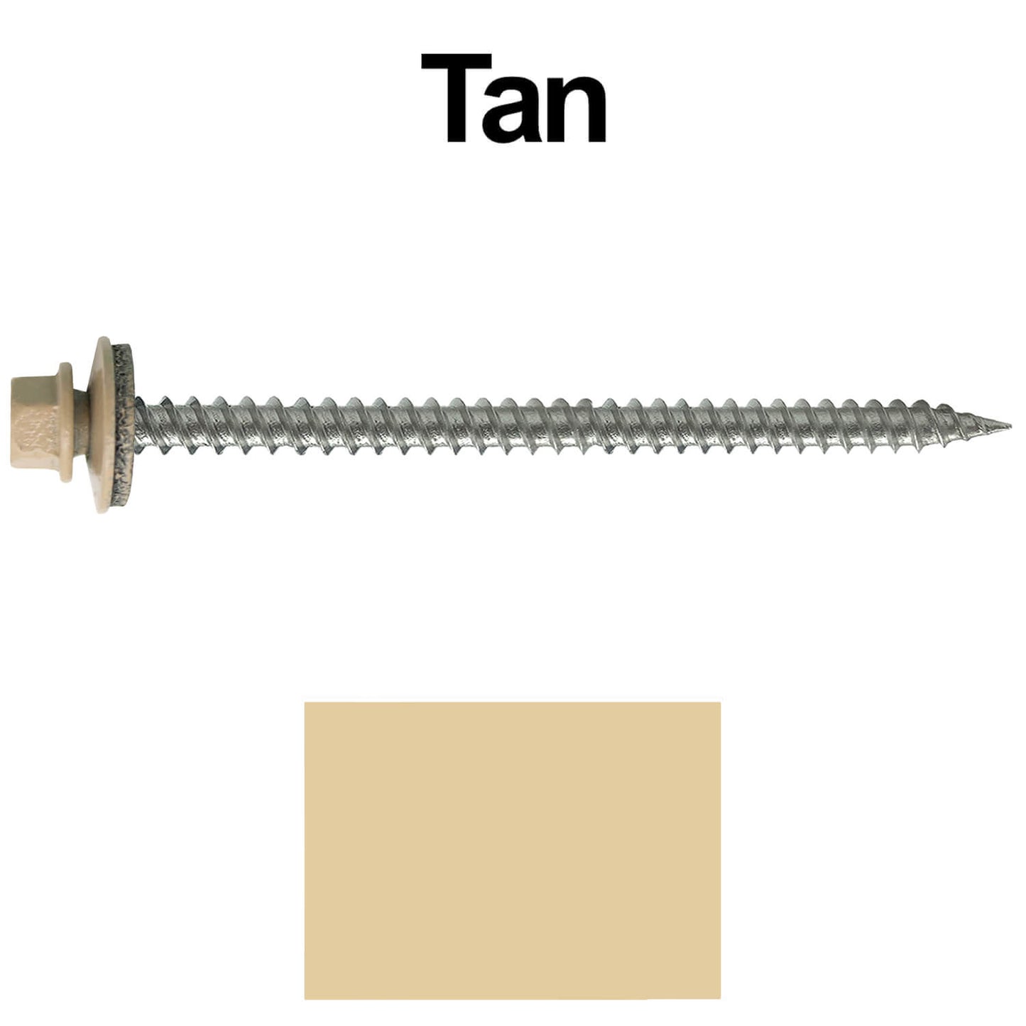 #9 x 3" Stainless Steel Metal Roofing Screws - Hex Washer Head - Self starting/self tapping - EPDM washer. Colored head.
