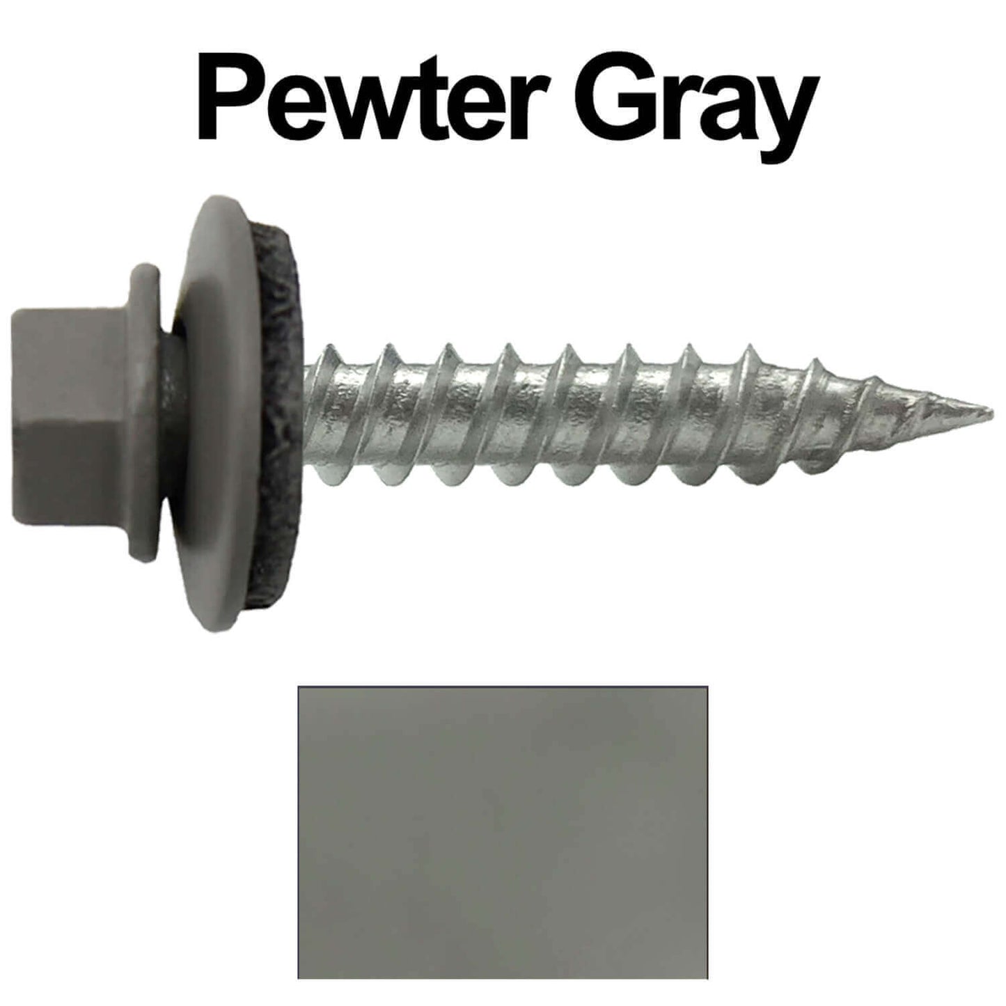 #9 x 1" Stainless Steel Metal Roofing Screws - Hex Washer Head - Self-Piercing (SP) tip metal to wood siding screws. EPDM washer. Colored head.