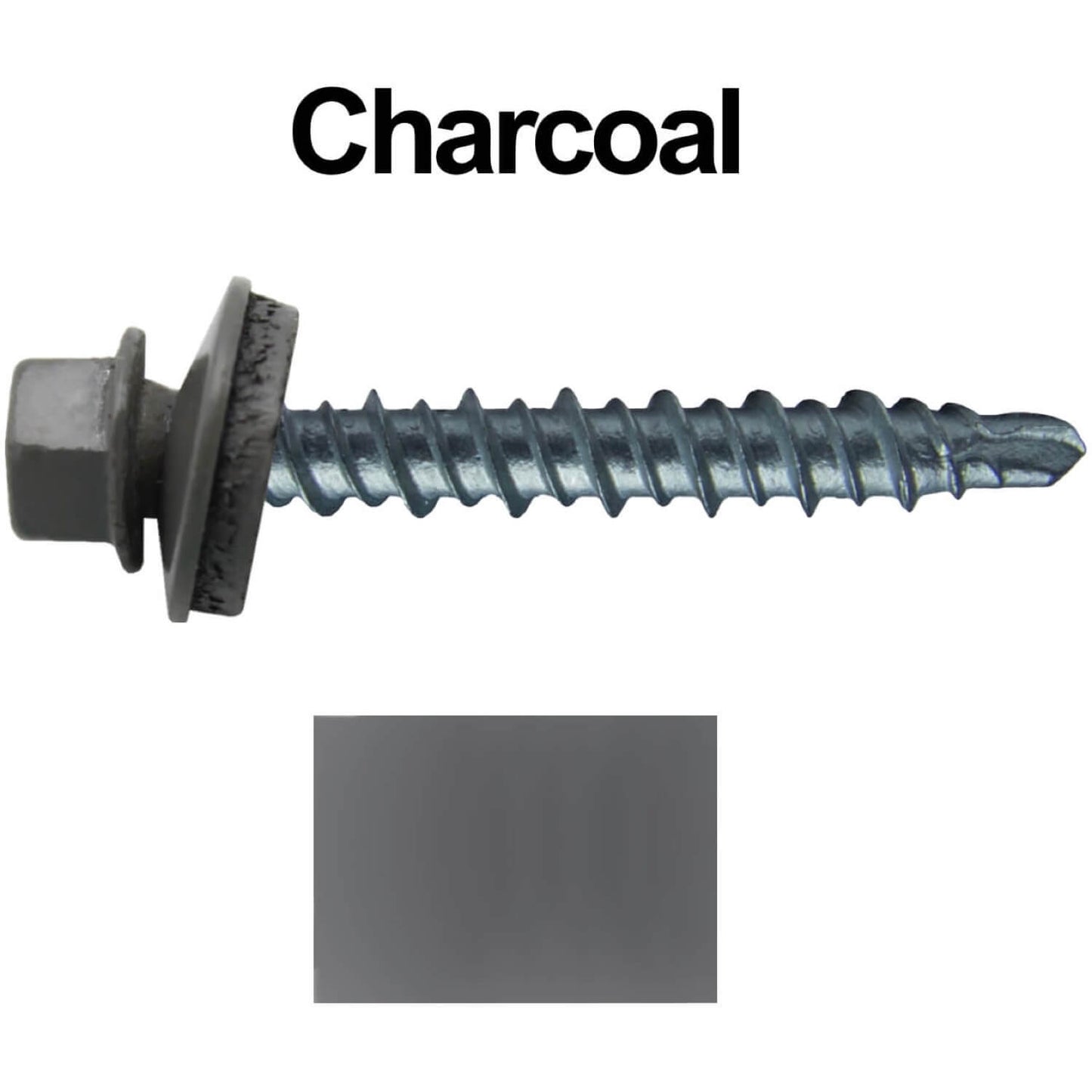 #10 x 1-1/2" Mini Driller Sheet Metal Roofing Screw - Hex Washer Head - Self starting metal to wood siding screws. EPDM washer. Colored head.
