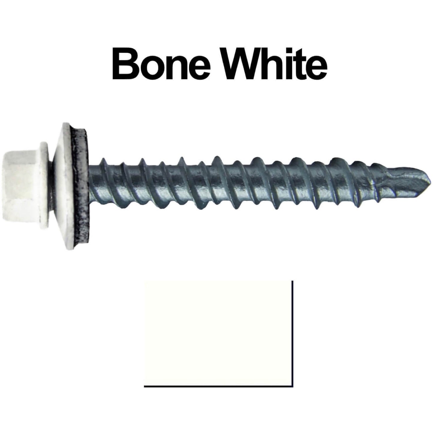 #10 x 1" Mini Driller Sheet Metal Roofing Screw - Hex Washer Head - Self starting metal to wood siding screws. EPDM washer. Colored head.