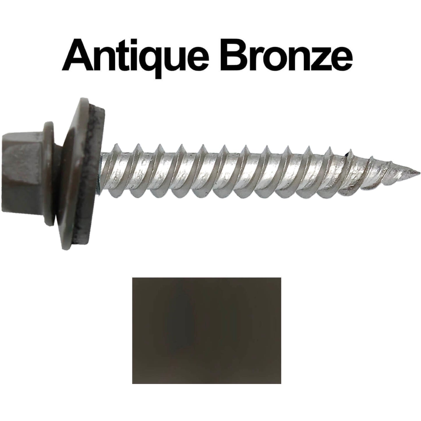 12 x 1-1/2" Stainless Steel Metal Roofing Screw - Hex Washer Head - Self starting/self tapping - EPDM washer. Colored head.