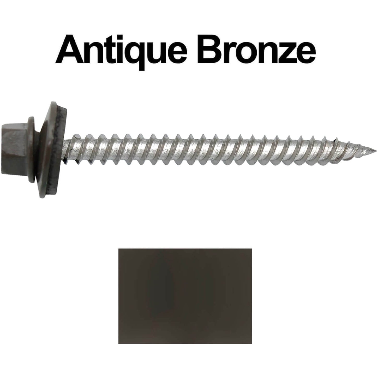 12 x 2-1/2" Stainless Steel Metal Roofing Screw - Hex Washer Head - Self starting/self tapping - EPDM washer. Colored head.