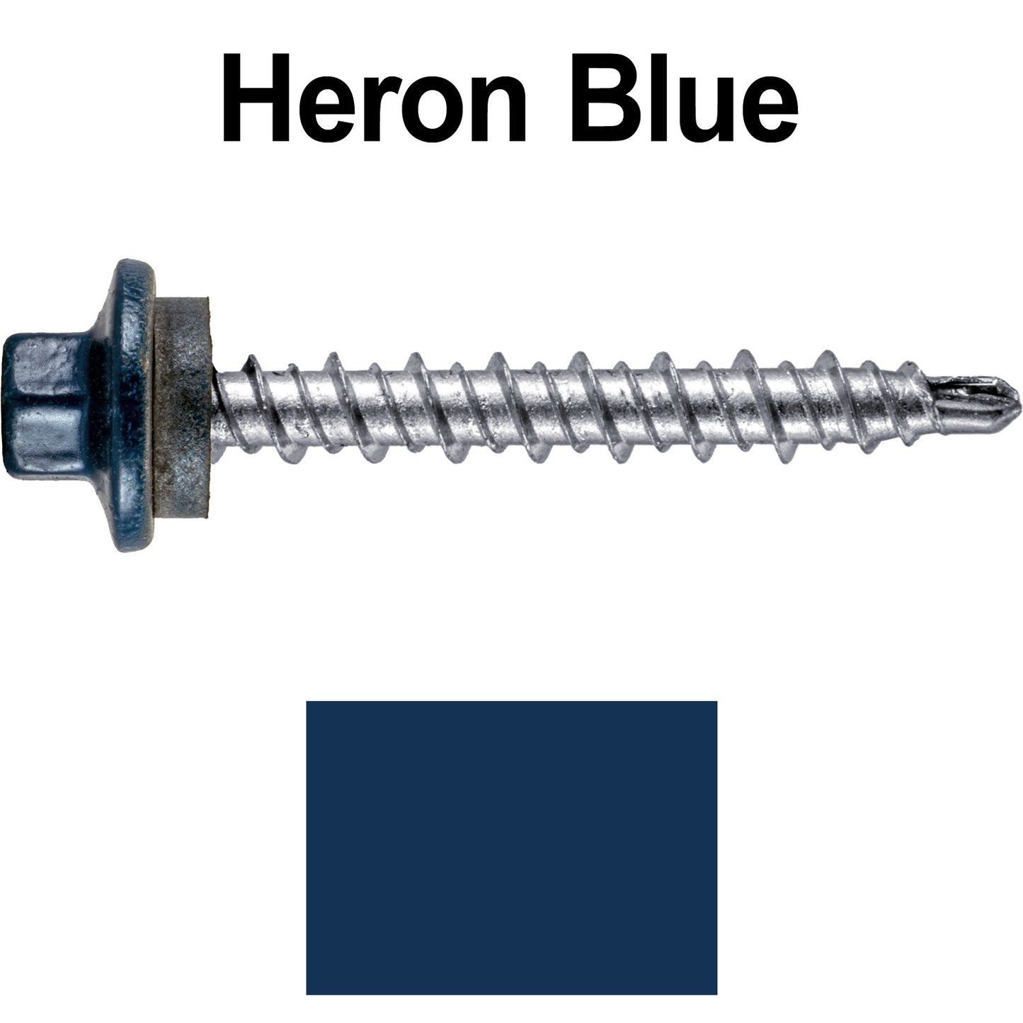 #10 x 1-1/2" Stainless Steel Mini Driller Sheet Metal Roofing Screw - Hex Washer Cap - Self starting metal to wood siding screws - EPDM washer. Colored head.