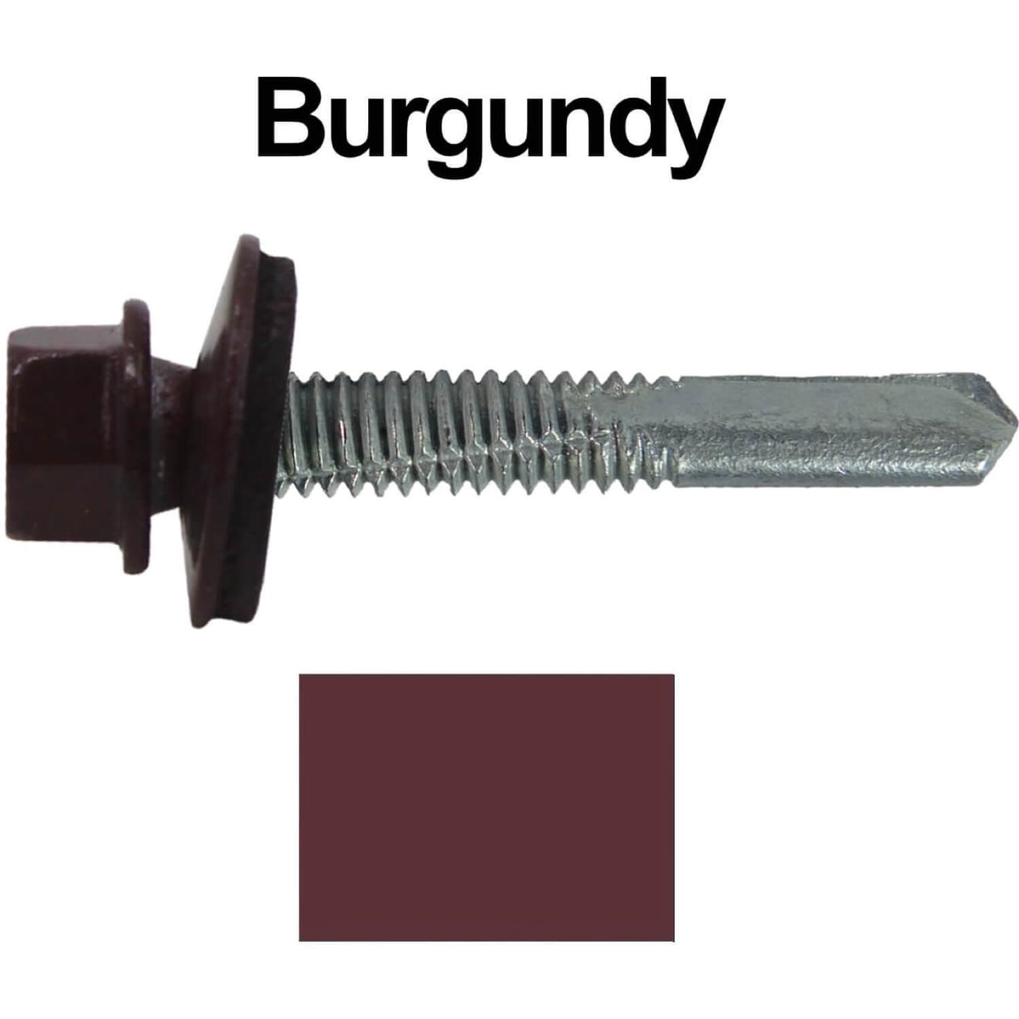 #12 x 1-1/2" Metal to Metal Type #5 Roofing Screws - Hex Head Drill Point. 9/16" EPDM Washer. Colored Head.