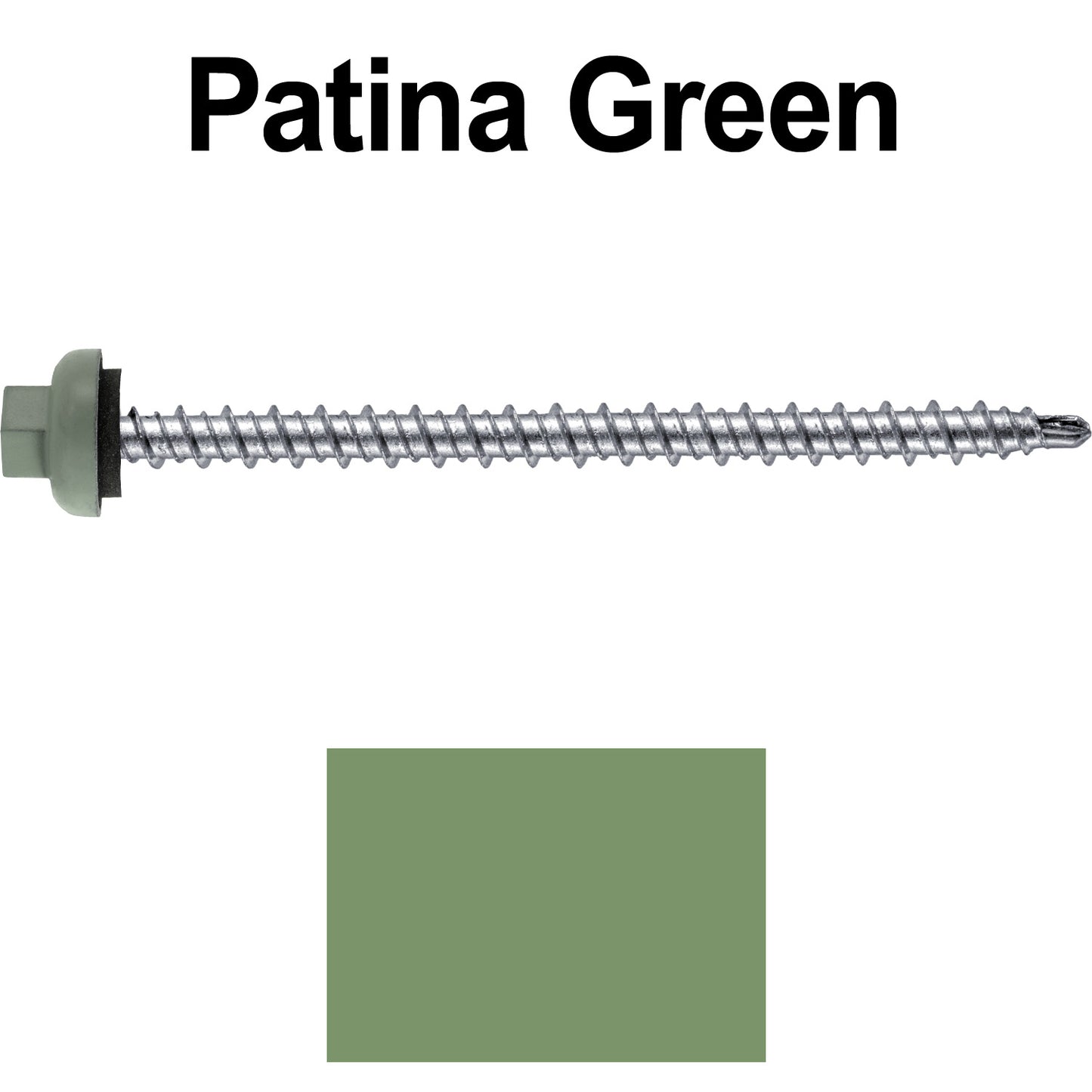 10 X 3" Zinc Aluminum Cap MINI-DRILLER Roofing Screws HI-LO THREAD Zinc Plated Carbon Steel Shank - EPDM Washer - Colored head