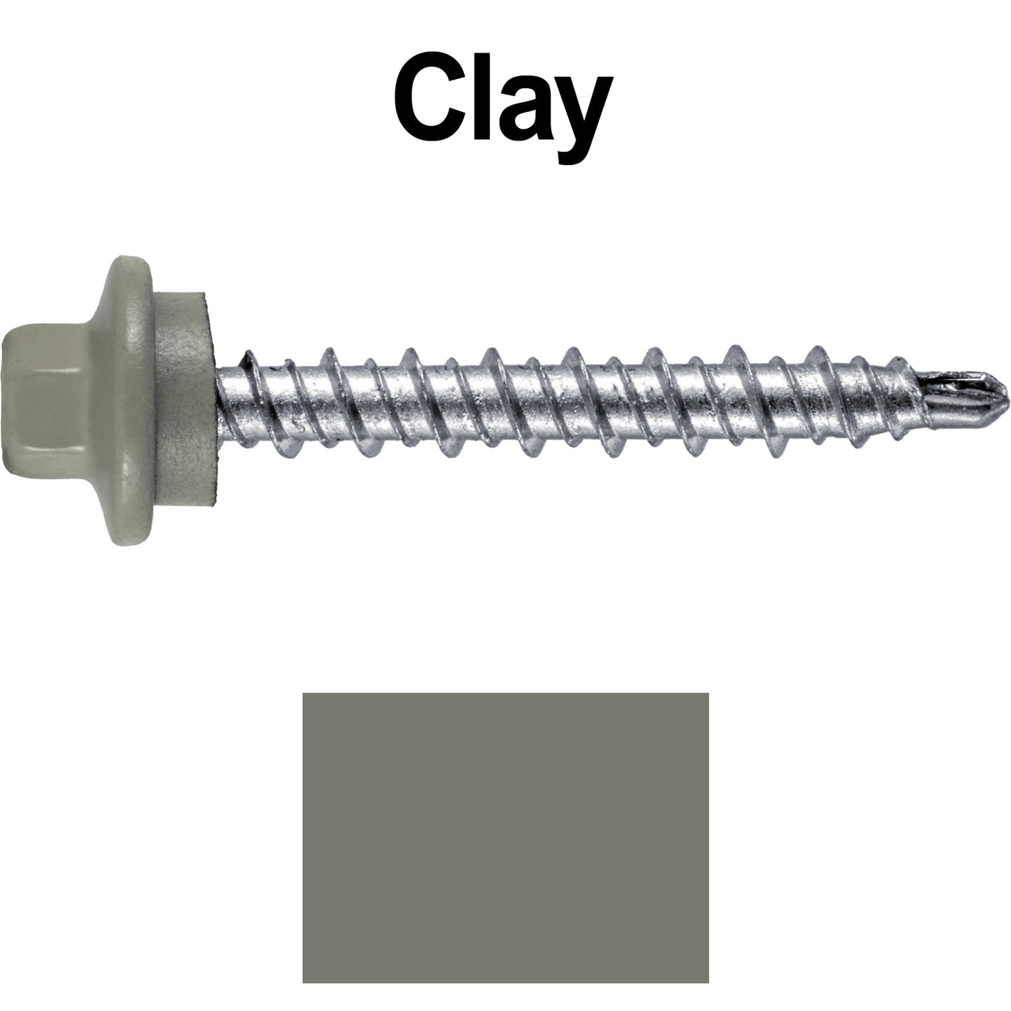 #10 x 1-1/2" Stainless Steel Mini Driller Sheet Metal Roofing Screw - Hex Washer Cap - Self starting metal to wood siding screws - EPDM washer. Colored head.
