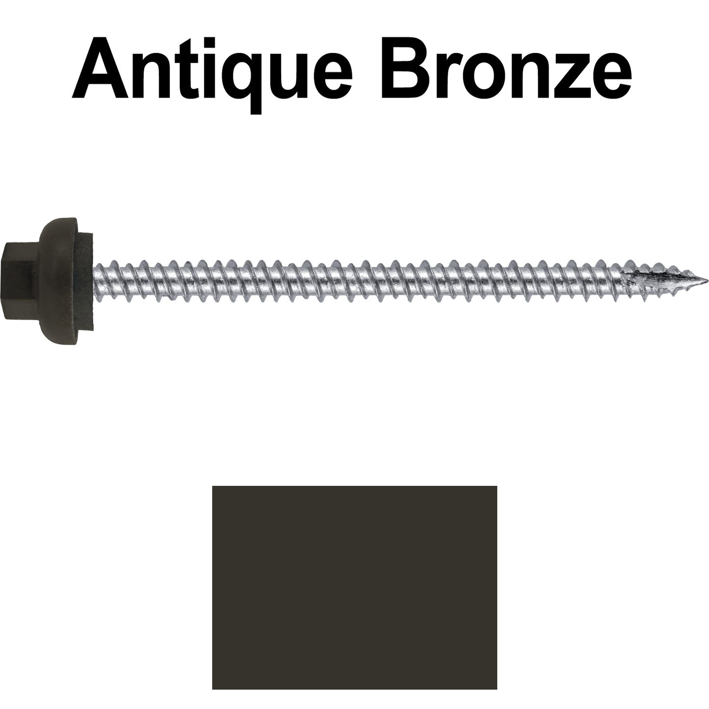 10 X 3“ HI-LO Zinc Aluminum Cap Metal Roofing Screws - Hex Washer Head - Self starting/self tapping - EPDM washer. Colored head.