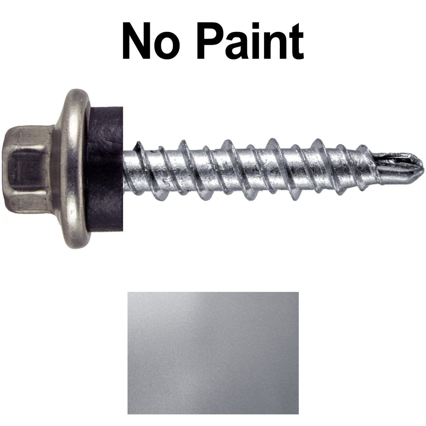 #10 x 1" Stainless Steel Mini Driller Sheet Metal Roofing Screw - Hex Washer Cap - Self starting metal to wood siding screws - EPDM washer. Colored Head.