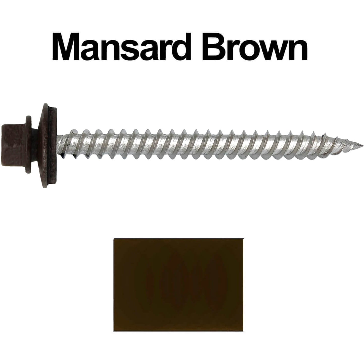 12 x 2-1/2" Stainless Steel Metal Roofing Screw - Hex Washer Head - Self starting/self tapping - EPDM washer. Colored head.