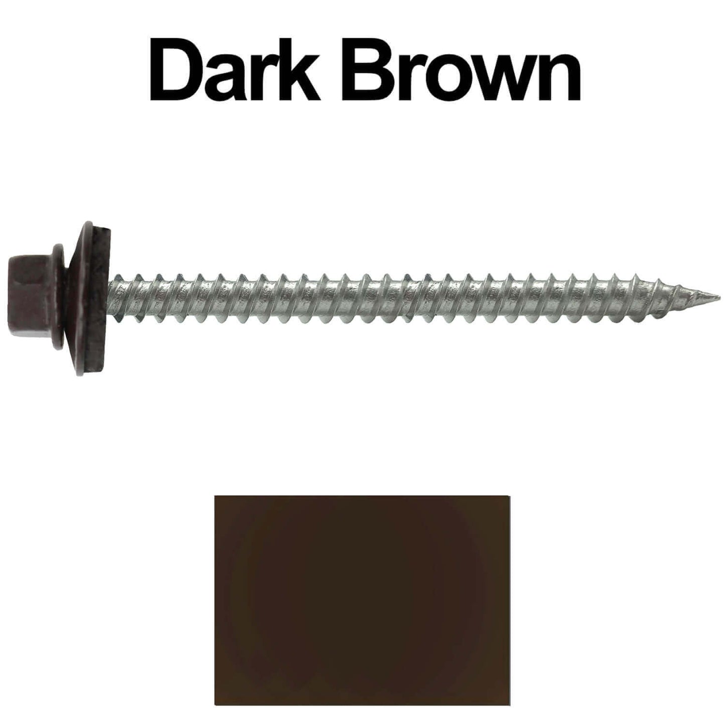 9 x 2-1/2" - Stainless Steel Metal Roofing Screws - Hex Washer Head - Self starting metal to wood siding screws. EPDM washer. Colored head.