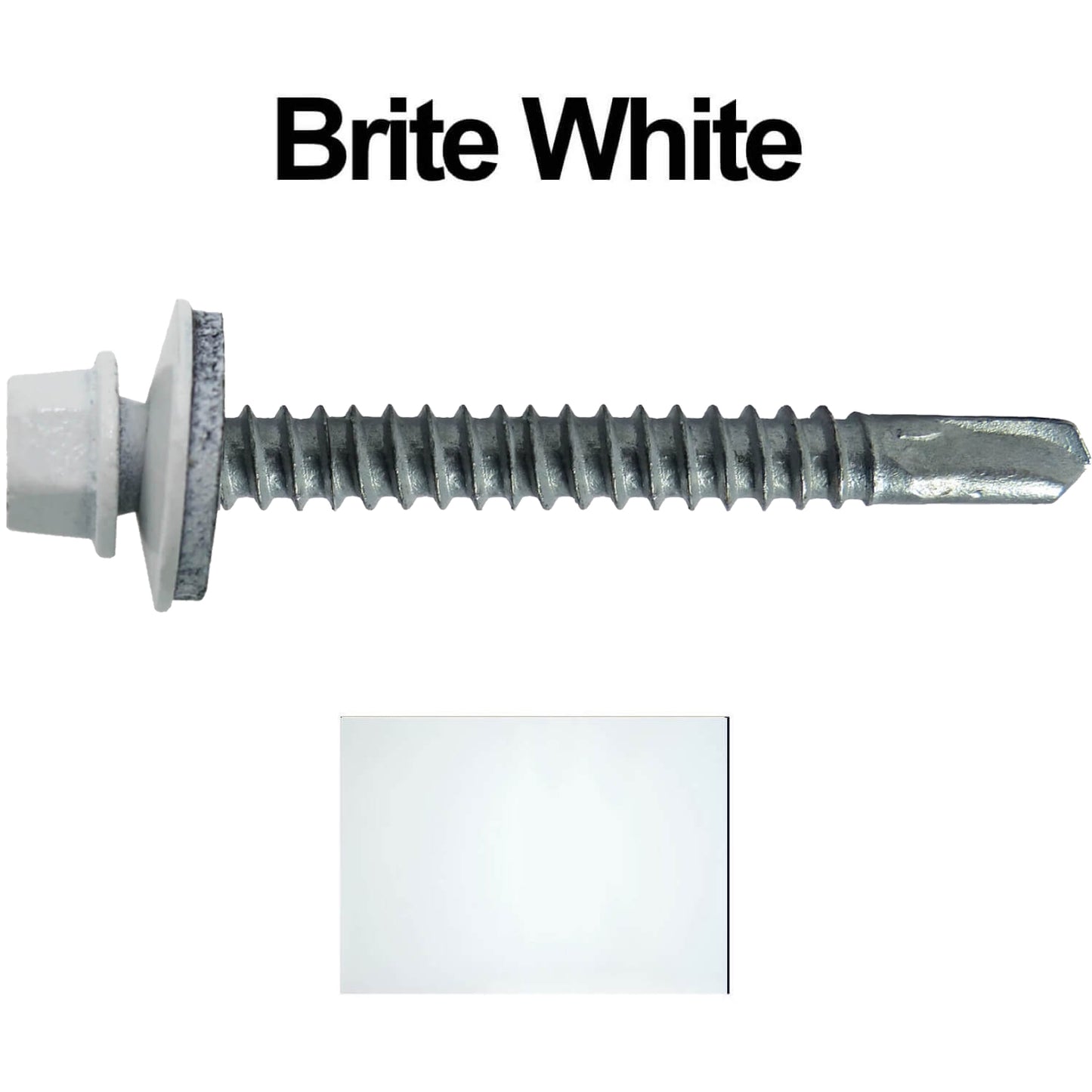 #12 x 2-1/2" Metal to Metal Type #3 Metal Roofing Screws - Hex Head Drill Point - 9/16" EPDM Washer. Colored head.