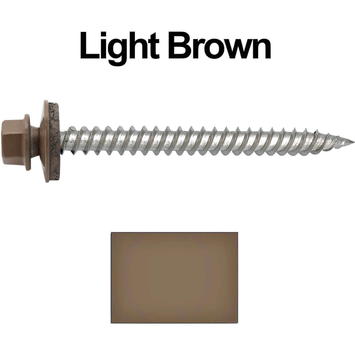 12 x 2-1/2" Stainless Steel Metal Roofing Screw - Hex Washer Head - Self starting/self tapping - EPDM washer. Colored head.