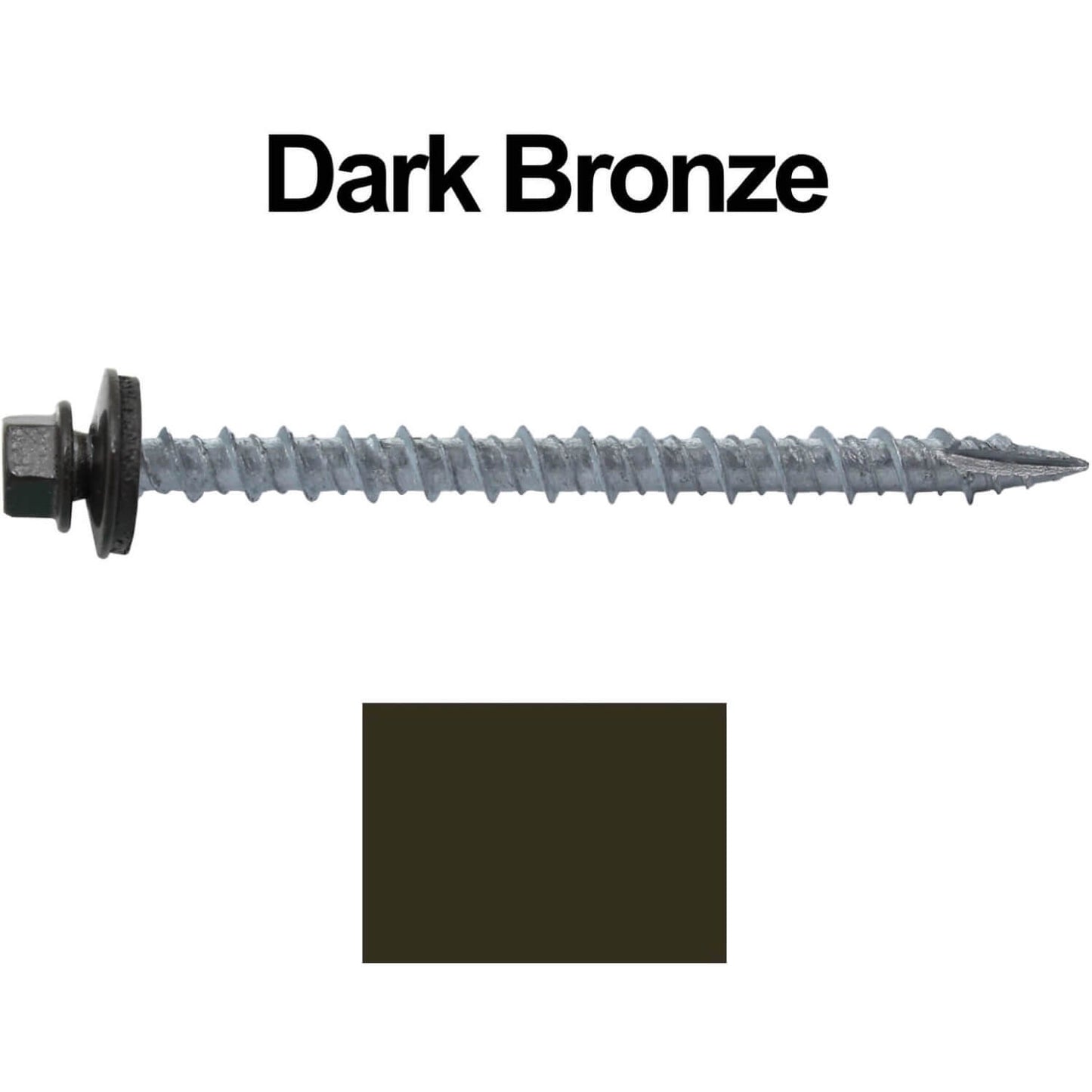 #10 x 2-1/2" Metal ROOFING SCREWS - Hex Washer Head - Self starting/self tapping - EPDM washer. Colored head.