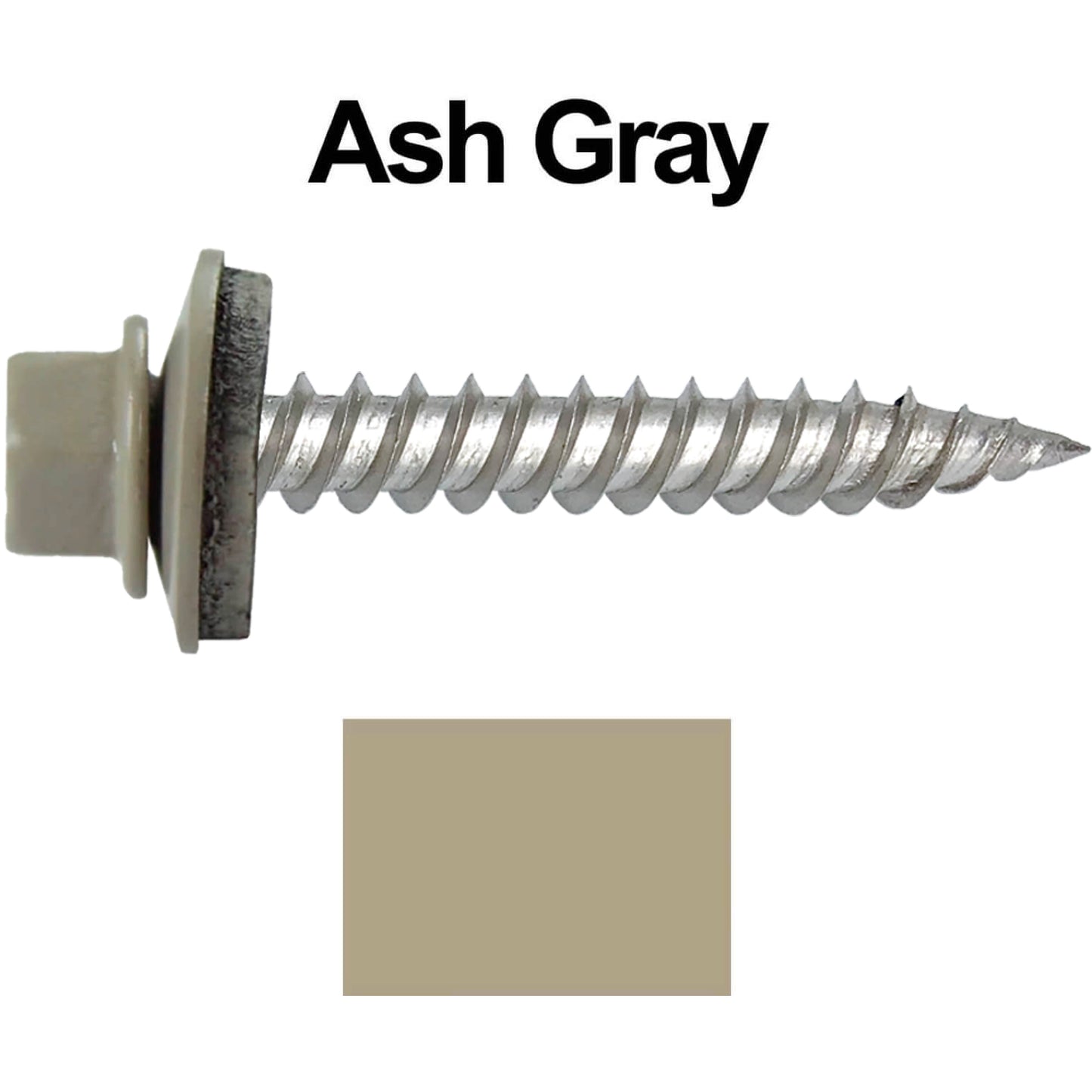 12 x 1-1/2" Stainless Steel Metal Roofing Screw - Hex Washer Head - Self starting/self tapping - EPDM washer. Colored head.